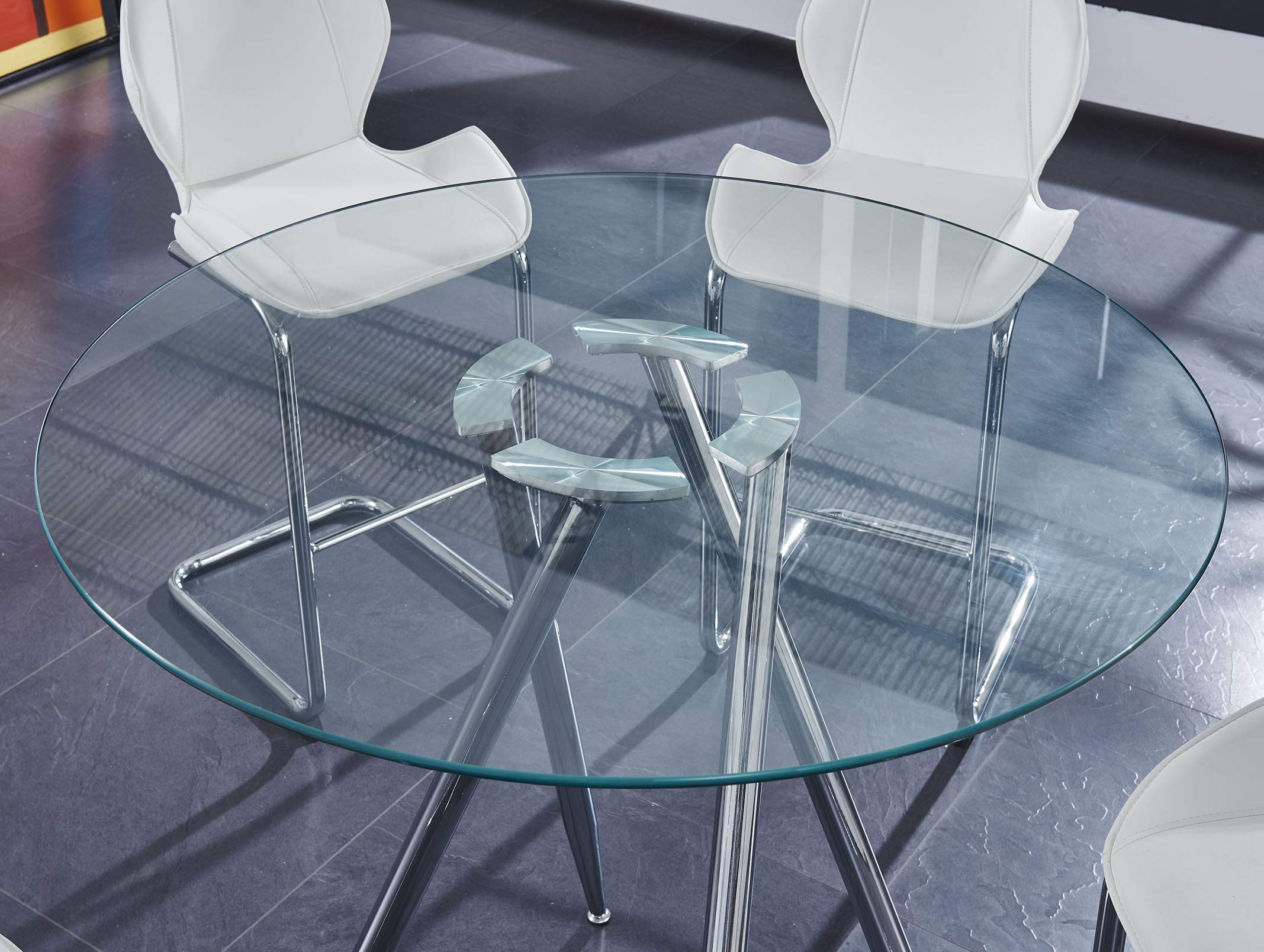 Modern Glass Bar Table with Chrome Legs - Stylish & Durable Counter Height Table for Kitchen, Dining Room or Home Bar - Global Furniture USA