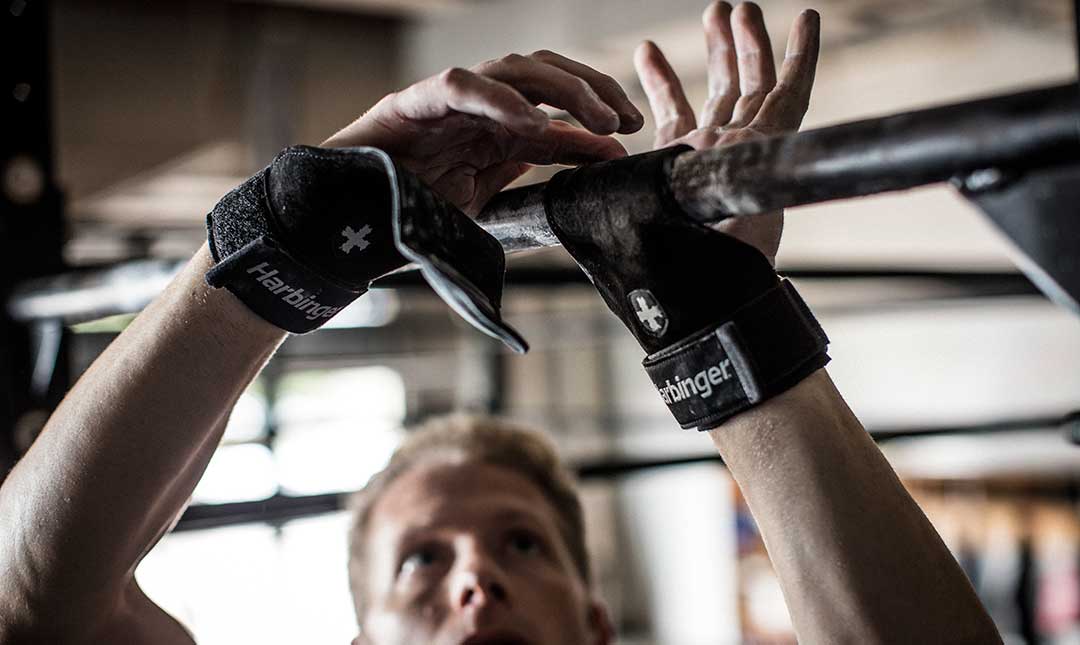 Harbinger Lifting Grips for Weightlifting & Gym Training - Premium Black Workout Gloves for Better Grip & Wrist Support - Ideal for CrossFit, Powerlifting & Strength Training