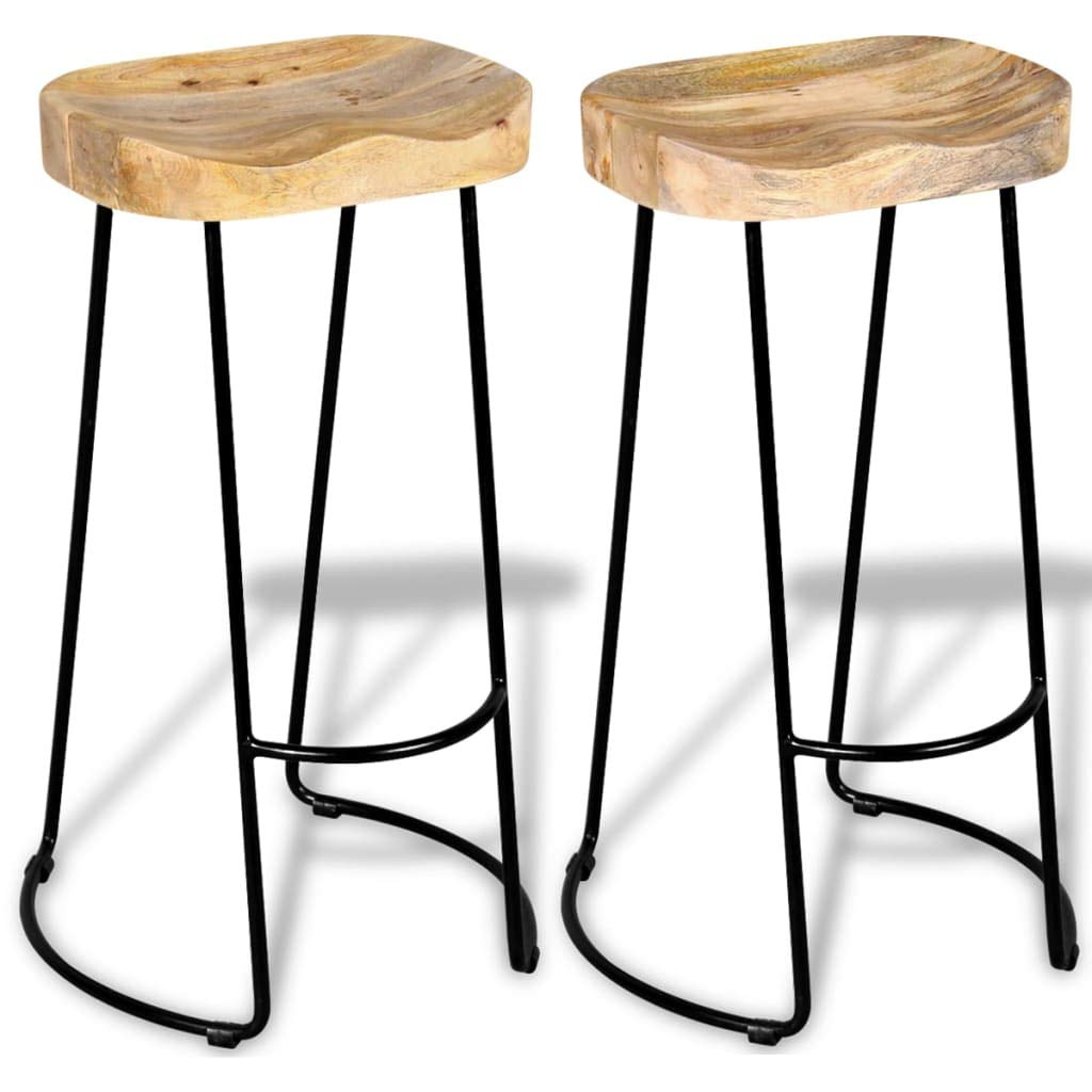 Premium Outdoor Bar Stools Set of 2 - Solid Mango Wood Bar Chairs for Patio, Poolside, Garden & Backyard - Weather-Resistant & Durable - Perfect for Outdoor Entertaining, BBQ Parties & Pool Areas