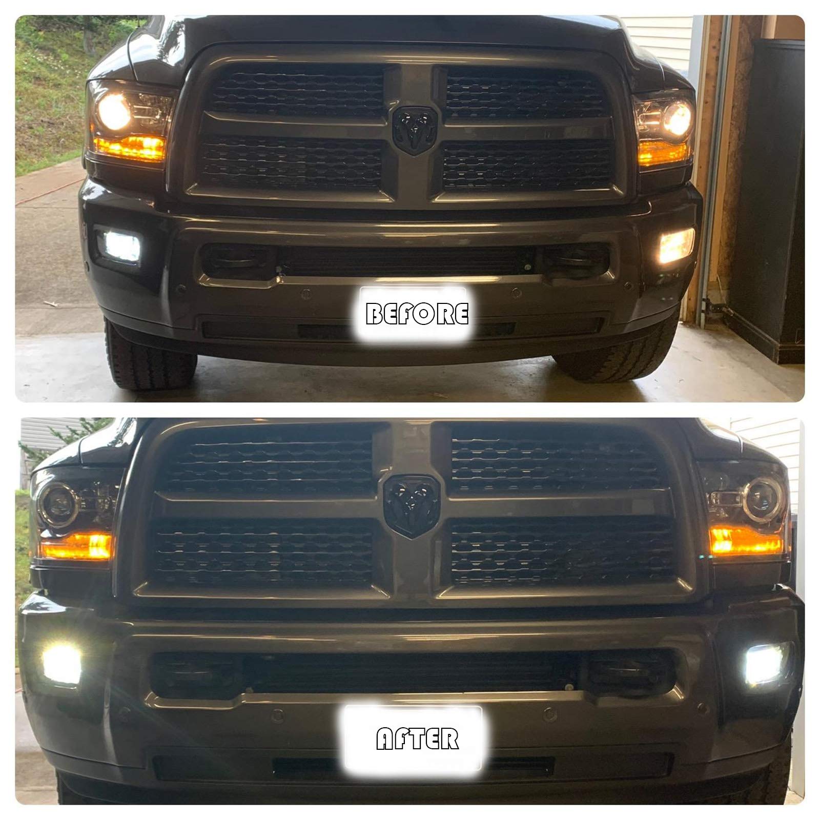 LED Fog Lights for Dodge Ram 1500 2009-2012 & Ram 2500/3500 2010-2016 Pickup Truck - Waterproof Off-Road Driving Lights with Mounting Brackets (1 Pair) - Perfect for Night Driving, Foggy Conditions & Off-Road Adventures