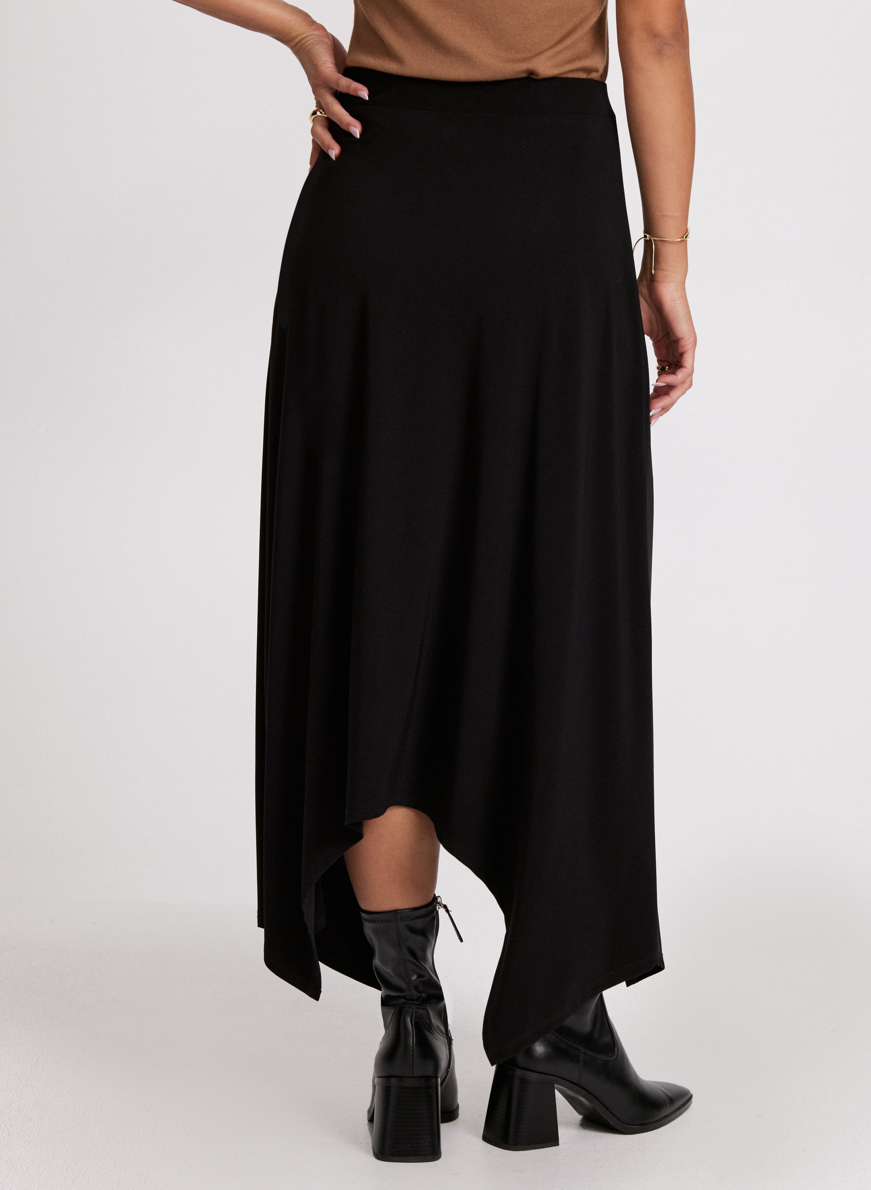 Asymmetrical Hem Skirt for Women - Trendy High Waist Flowy Midi Skirt with Side Slit | Perfect for Casual Outfits, Office Wear & Date Nights