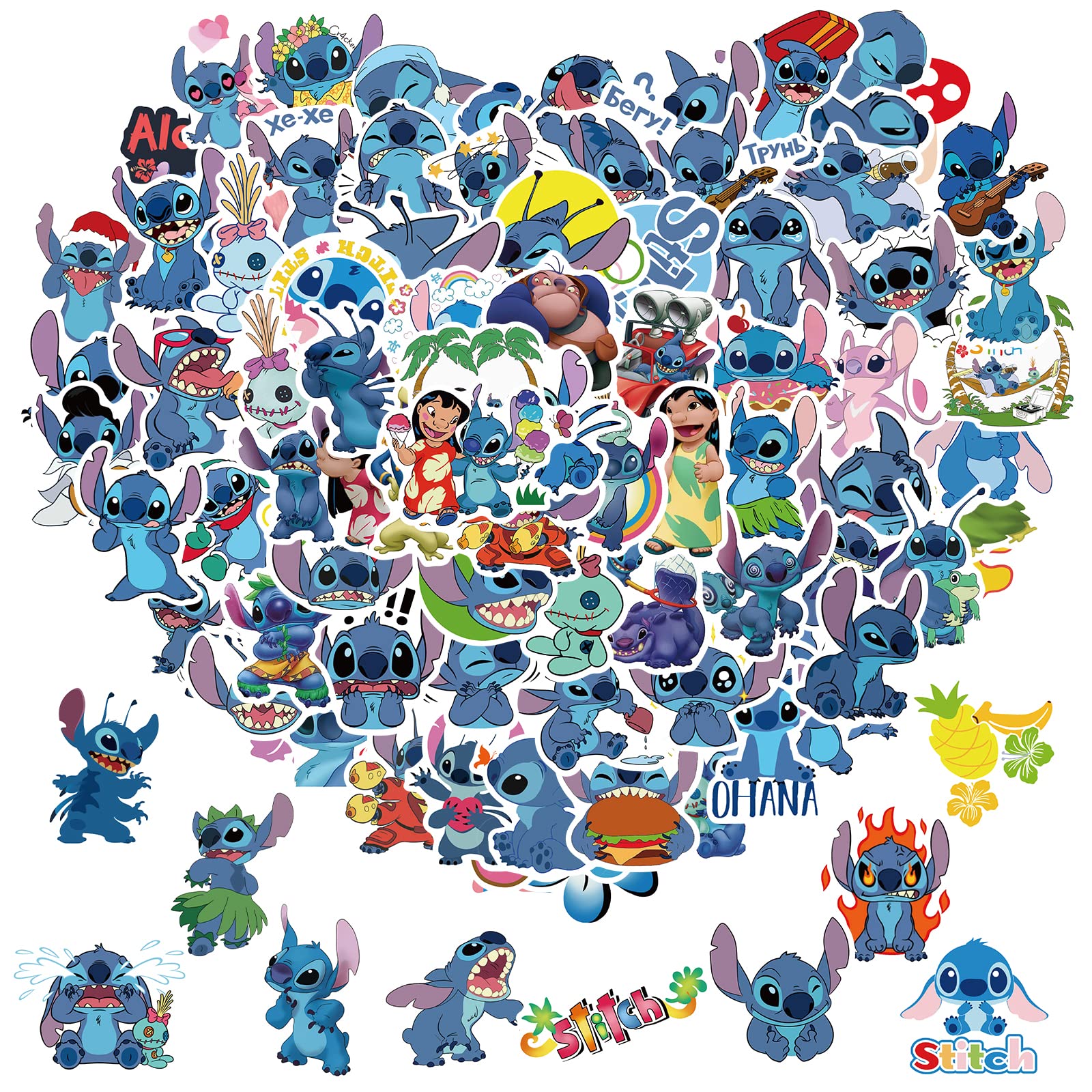 XYLL Stitch Sticker Pack - 100Pcs Cute Cartoon Vinyl Decals for Kids & Adults | Waterproof Laptop, Water Bottle, Skateboard & Luggage Stickers | Perfect for DIY Crafts, Scrapbooking & Personalizing Accessories
