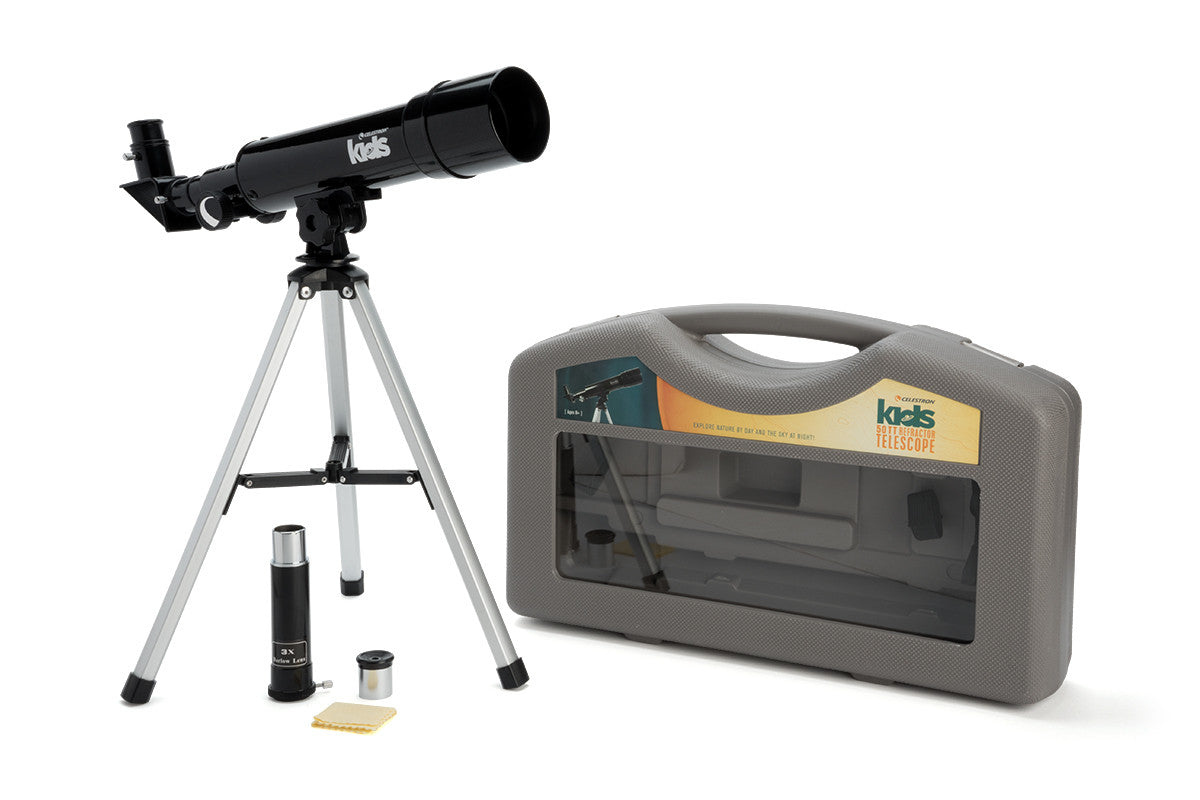 Celestron 50mm Refractor Telescope for Kids - Portable Astronomy Starter Kit with Carrying Case | Perfect for Backyard Stargazing, Camping & Science Learning