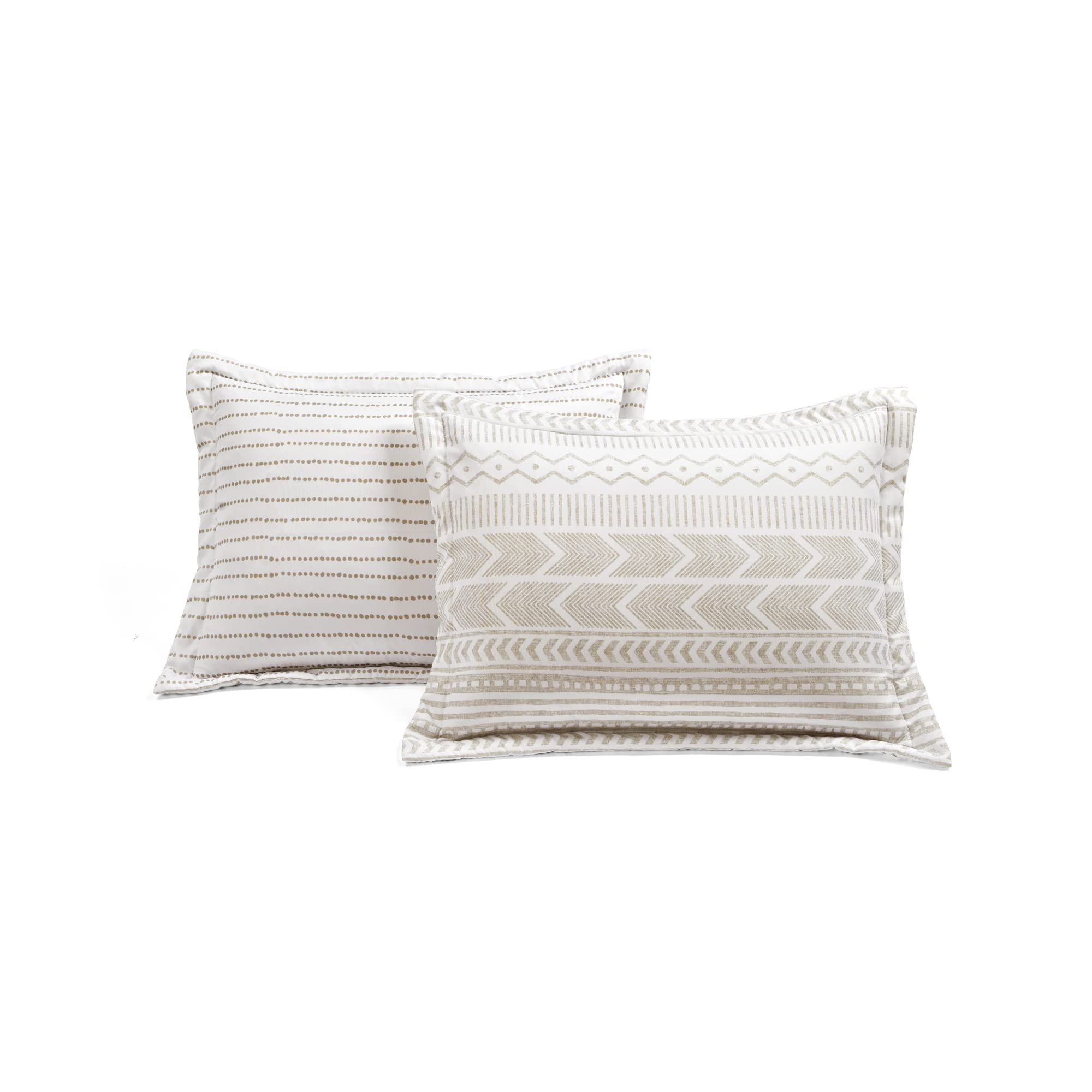 Lush Hygge Reversible Comforter Set - Full/Queen - Taupe & White for Cozy Bedroom