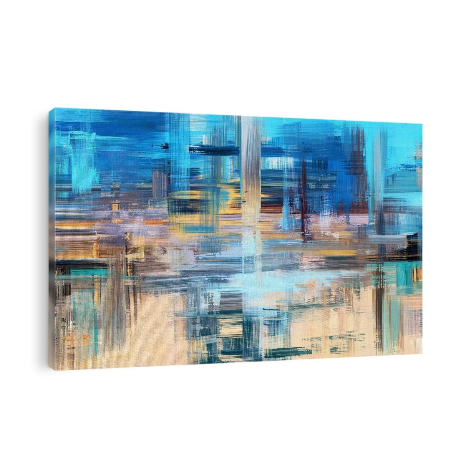 TIMUBA Abstract Blue Strokes Canvas Wall Art - Modern Painting Print for Living Room, Bedroom, Kitchen & Hallway Decor - 32x48 Inch - Perfect for Contemporary Home & Office Spaces