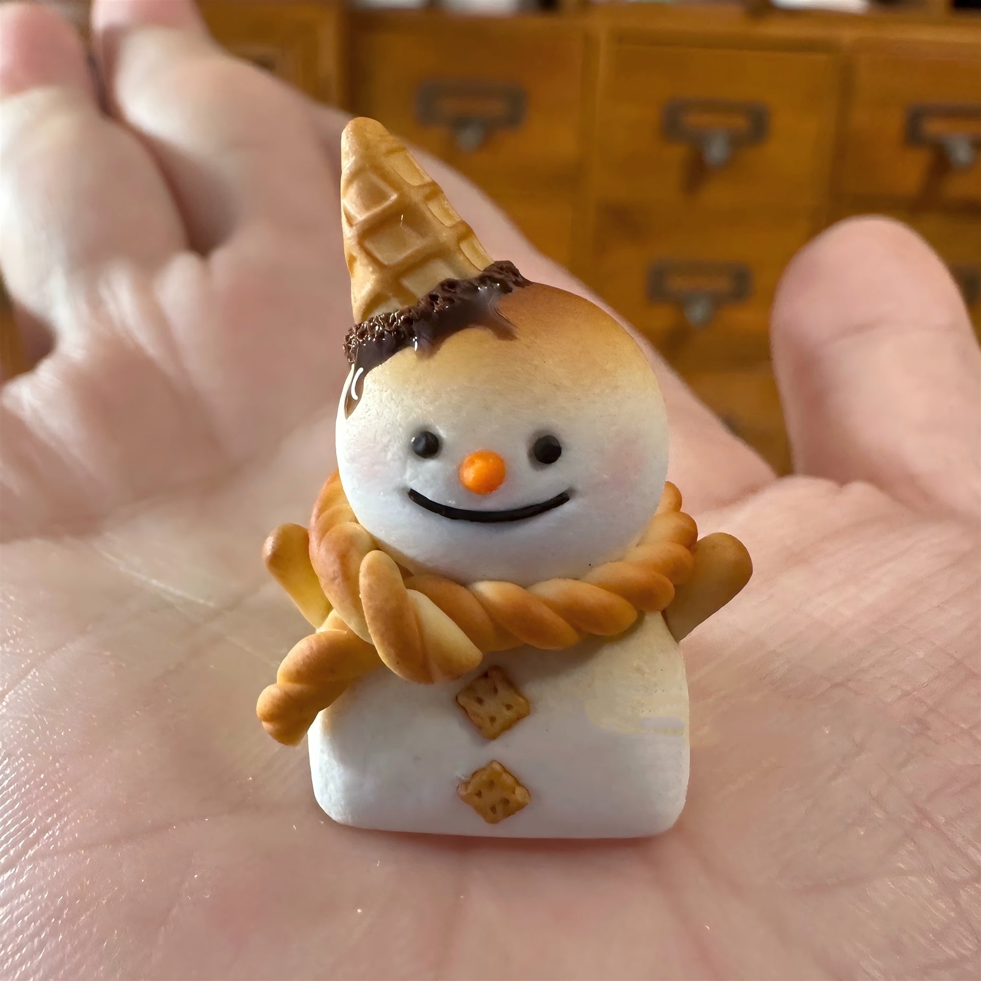Custom Handmade Soft Clay Ice Cream Snowman Keycap for Mechanical Keyboards - Personalized & Unique - Perfect for Gaming, Typing & Keyboard Enthusiasts