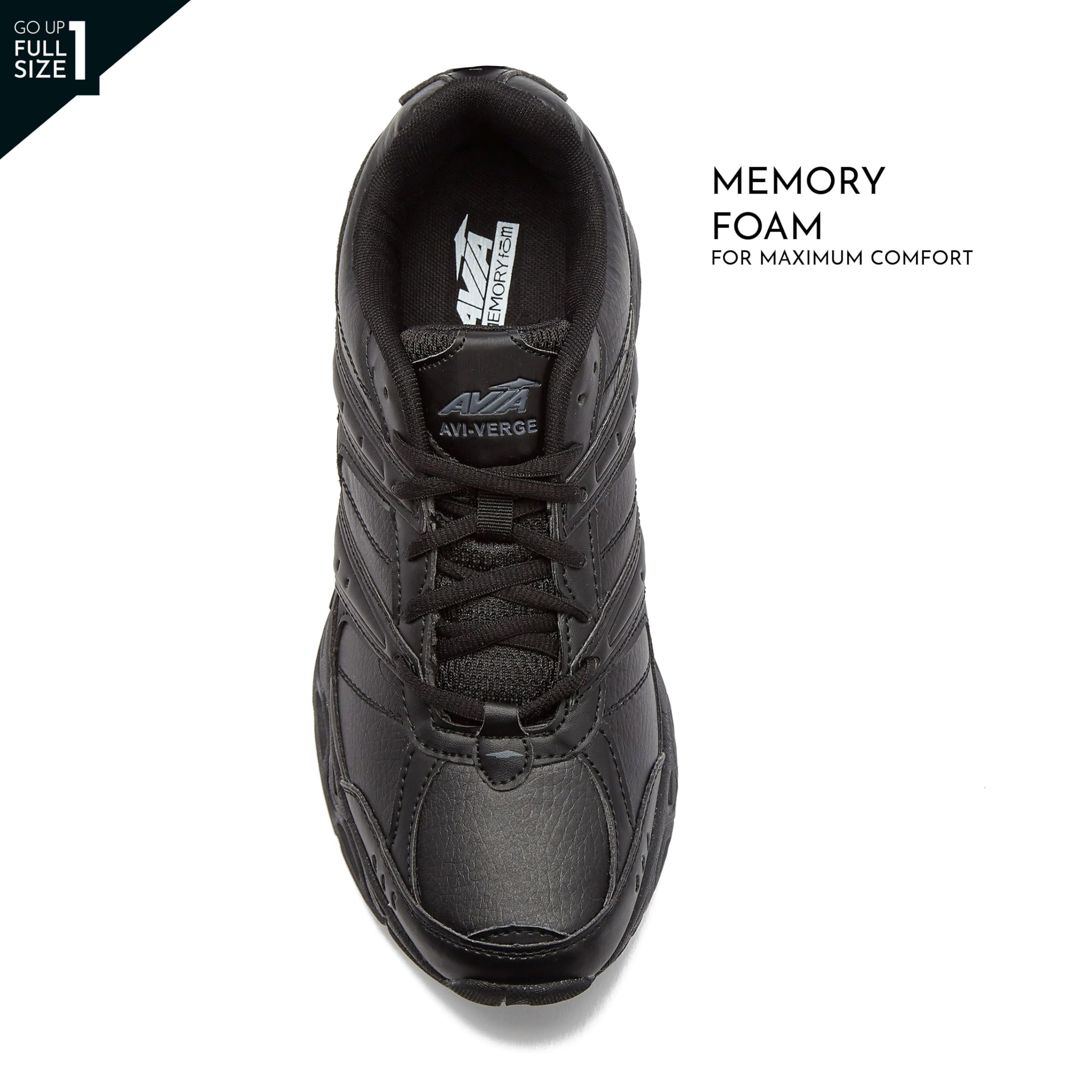 Avia Verge Women's Sneakers - Lightweight Tennis, Court & Cross Training Shoes for Women with Arch Support | Wide & Medium Width | Classic Black & Walking White | Perfect for Pickleball, Gym & Casual Wear