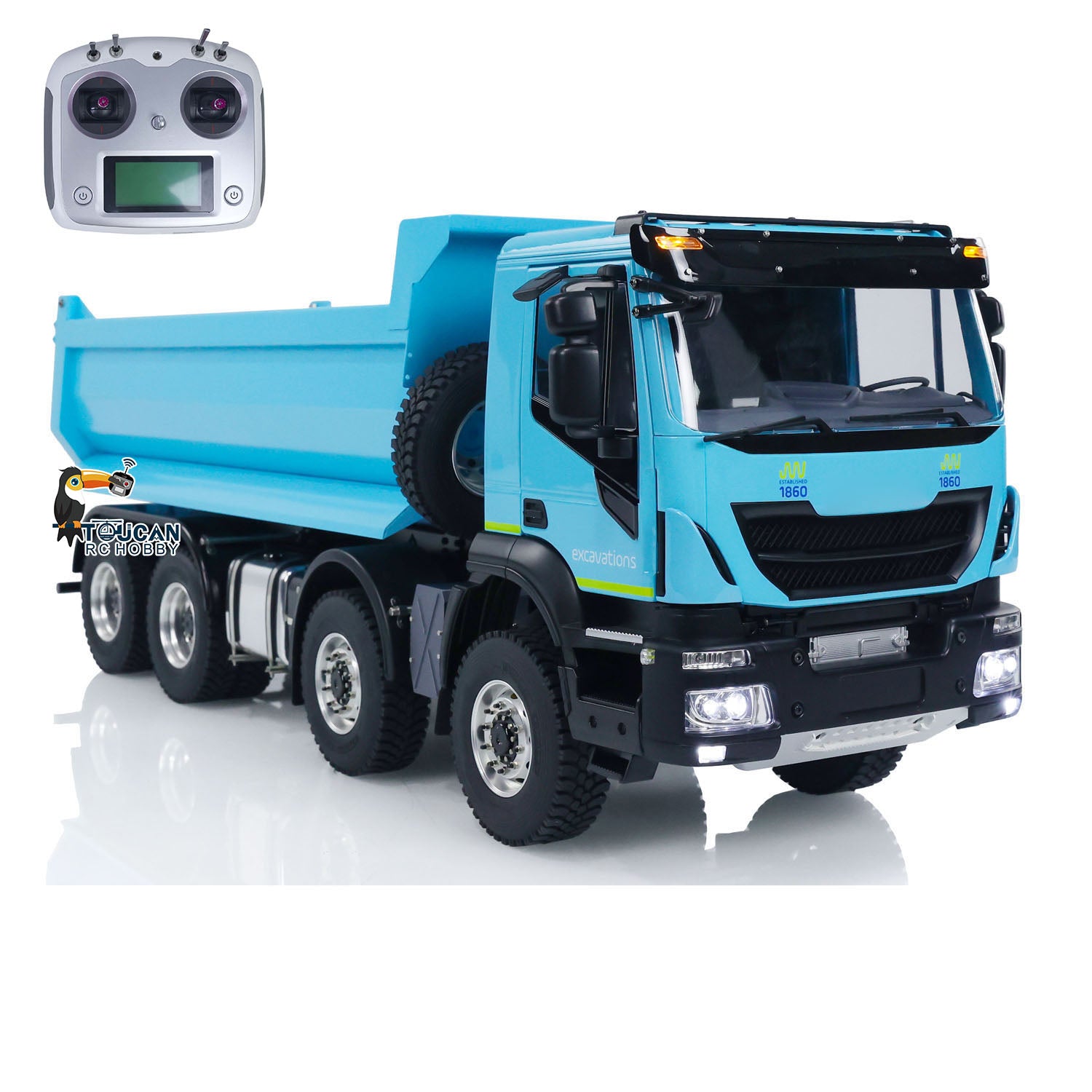1/14 Scale 8x4 Metal Hydraulic RC Dump Truck - 2 Speed Radio Remote Control Tipper Car with ESC & Servo Motor - Realistic Construction Vehicle Model for Kids & Adults - Perfect for Outdoor Play, Construction Site Simulation & DIY Projects