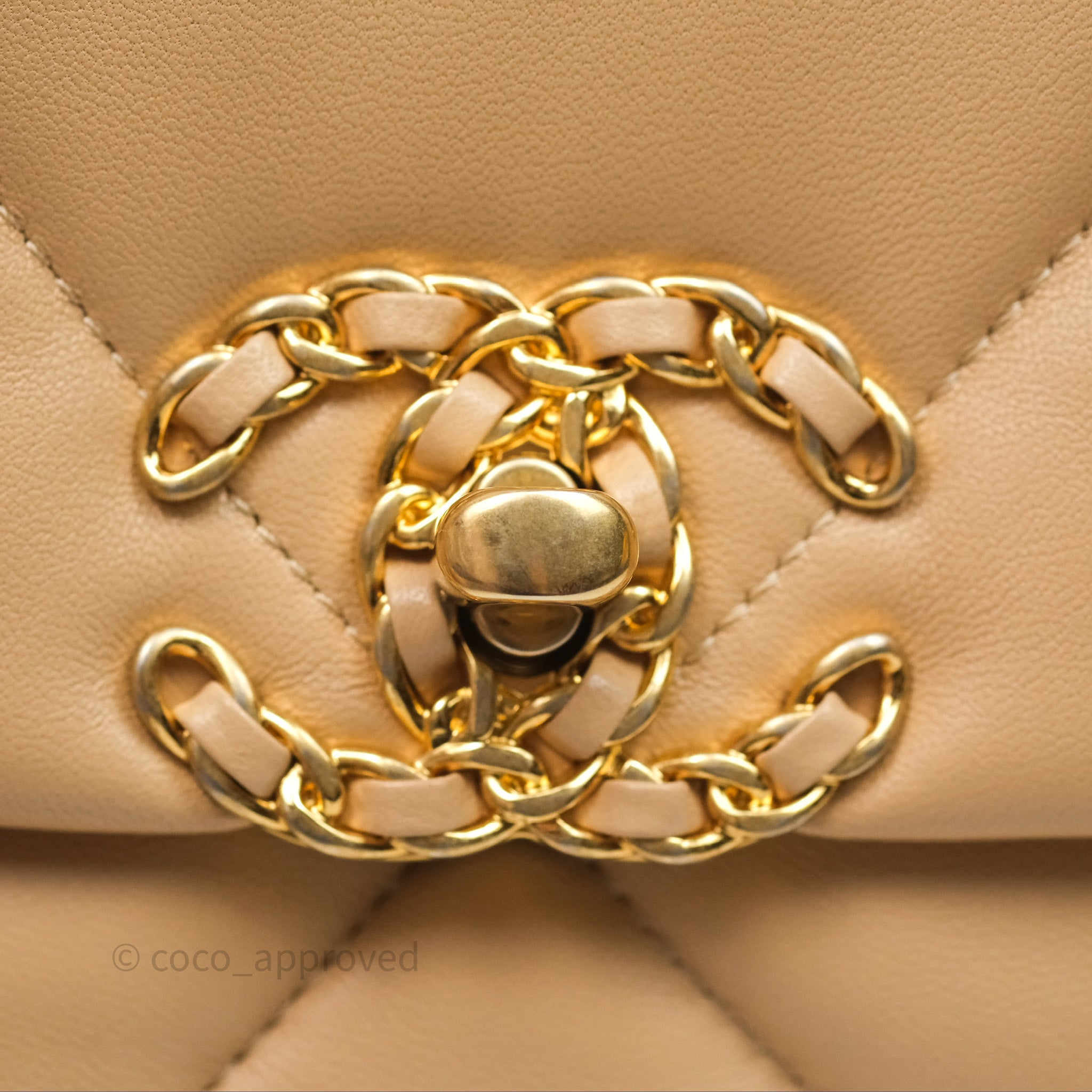 Chanel 19 Small Beige Leather Flap Bag with Mixed Gold & Silver Hardware - Luxury Shoulder Bag for Women, Perfect for Date Night & Special Occasions