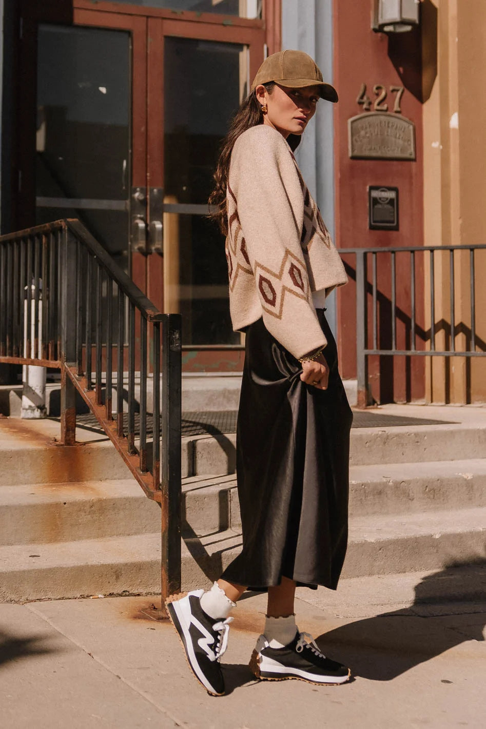 Angelica Geometric Cardigan in Tan - Women's Stylish Knit Sweater for Fall & Winter | Perfect for Office, Casual Outings & Cozy Evenings