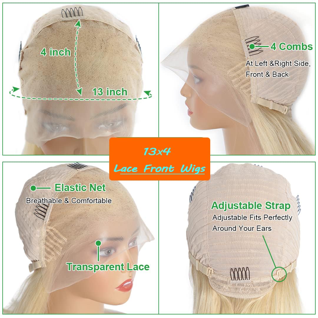 613 Blonde Bob Wig Human Hair 16 Inch Lace Front Wig - 13x4 Straight Frontal Wigs with 180% Density | Short Bob Wigs for Black Women | Perfect for Daily Wear, Cosplay & Special Occasions