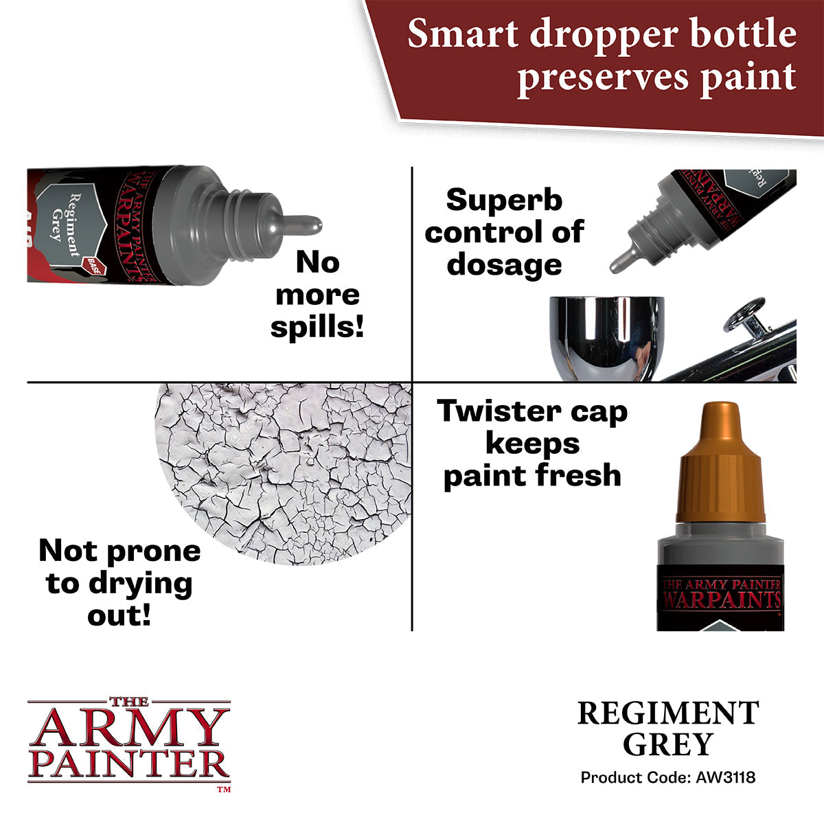 Warpaints Air: Regiment Grey - Premium Miniature Paint for Wargaming & Model Kits - Perfect for Tabletop Gaming, Warhammer, and DIY Craft Projects