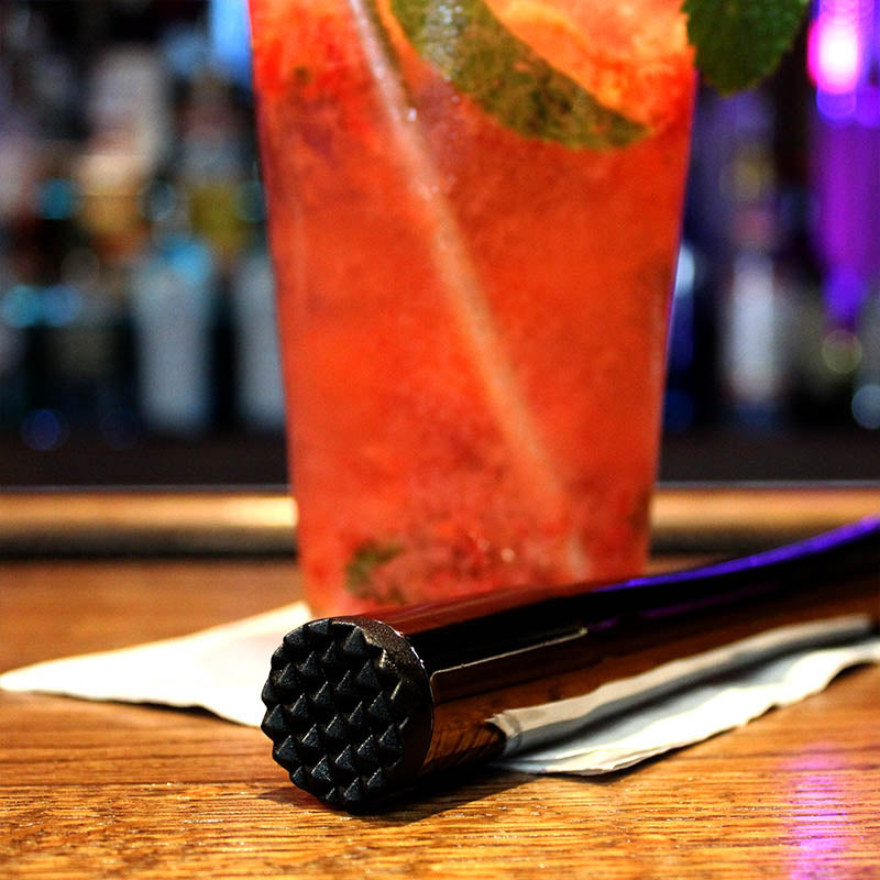 BarConic® Premium Cocktail Muddler - Gun Metal Finish with Black Tenderizer Head - Perfect for Mojitos, Old Fashioned & Home Bartending