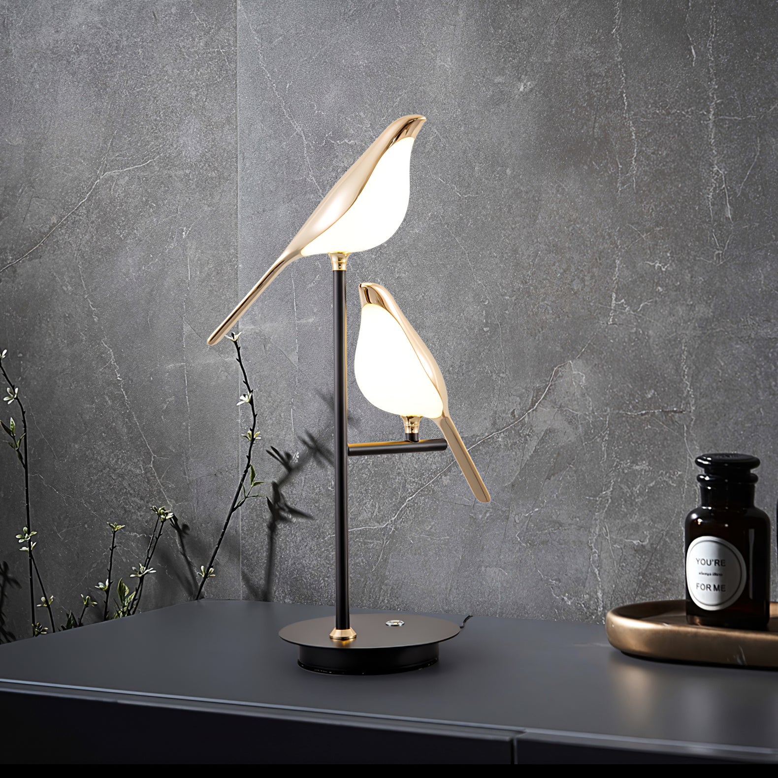 Magpie Perch Table Lamp - Modern Decorative Lighting for Bedroom, Living Room & Office - Adjustable Brightness & Energy Efficient LED Bulb
