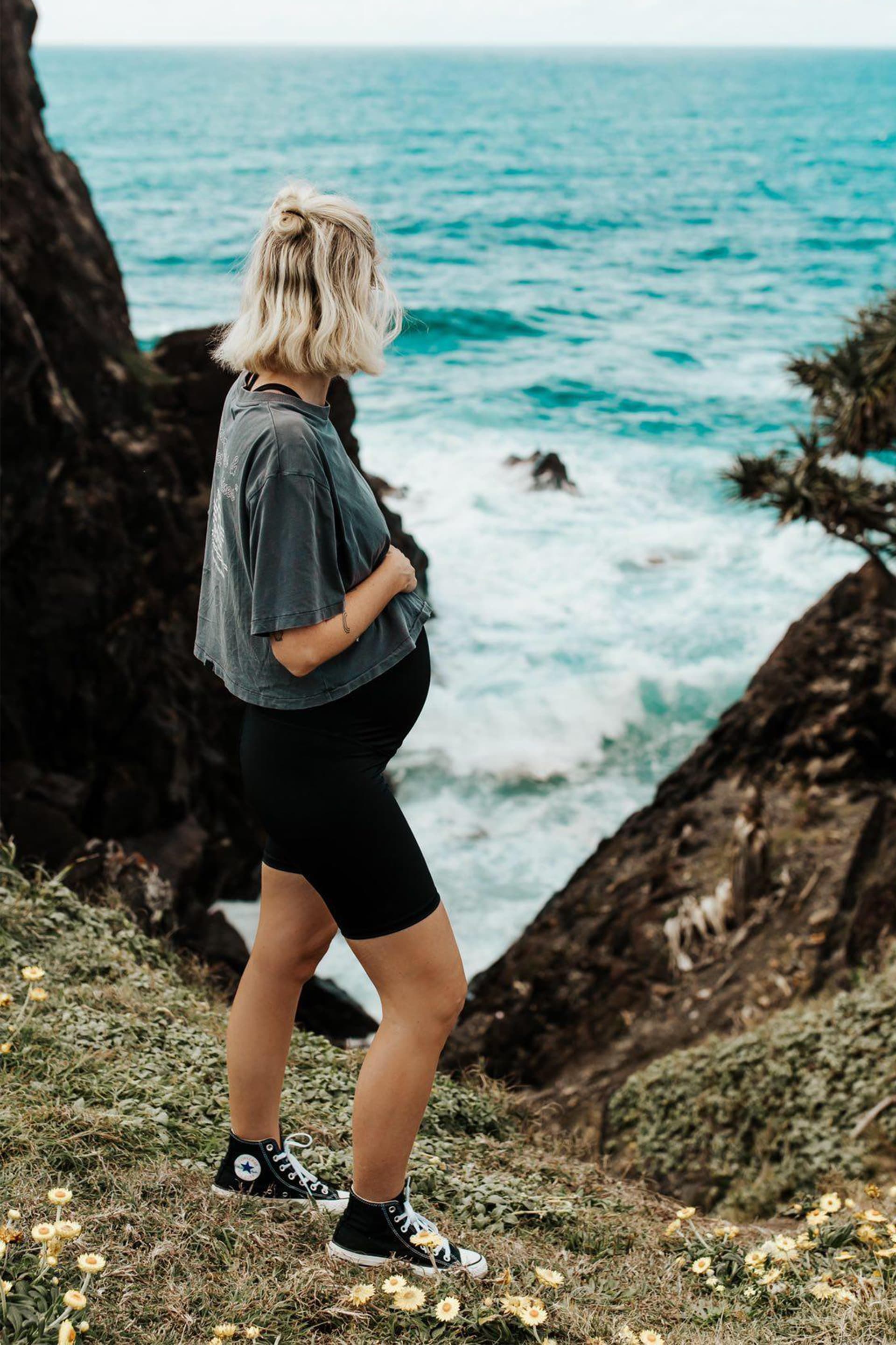 Best Maternity Support Bike Shorts for Pregnancy - Black - Perfect for Cycling, Yoga & Active Moms