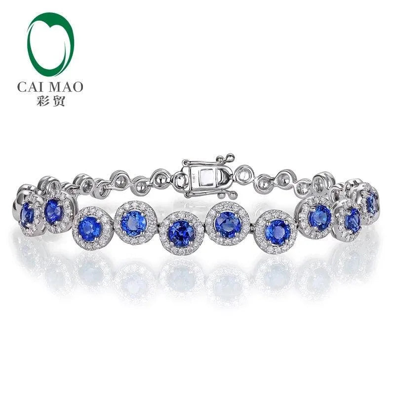4.23ctw Genuine Sapphire & Diamond Bracelet in 18K White Gold - Elegant Jewelry for Women, Perfect for Weddings, Anniversaries & Special Occasions