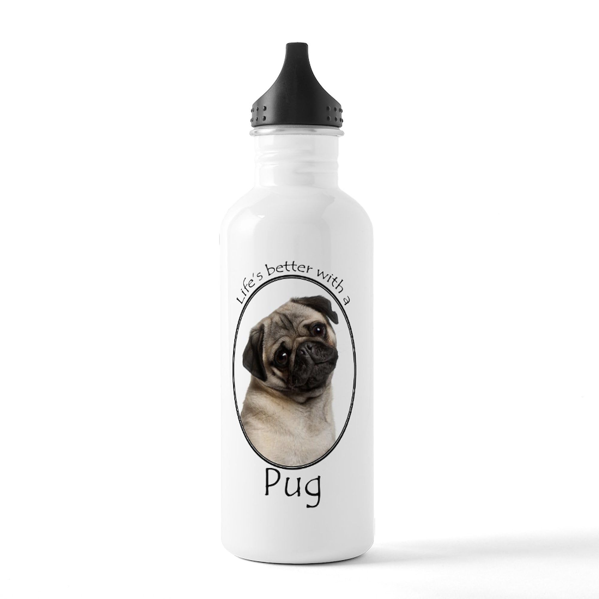 Lifes Better Pug Stainless Steel Water Bottle 1.0L (34 oz) - Insulated Double Wall Vacuum Flask for Hot & Cold Drinks - Perfect for School, Gym, Hiking & Office Use