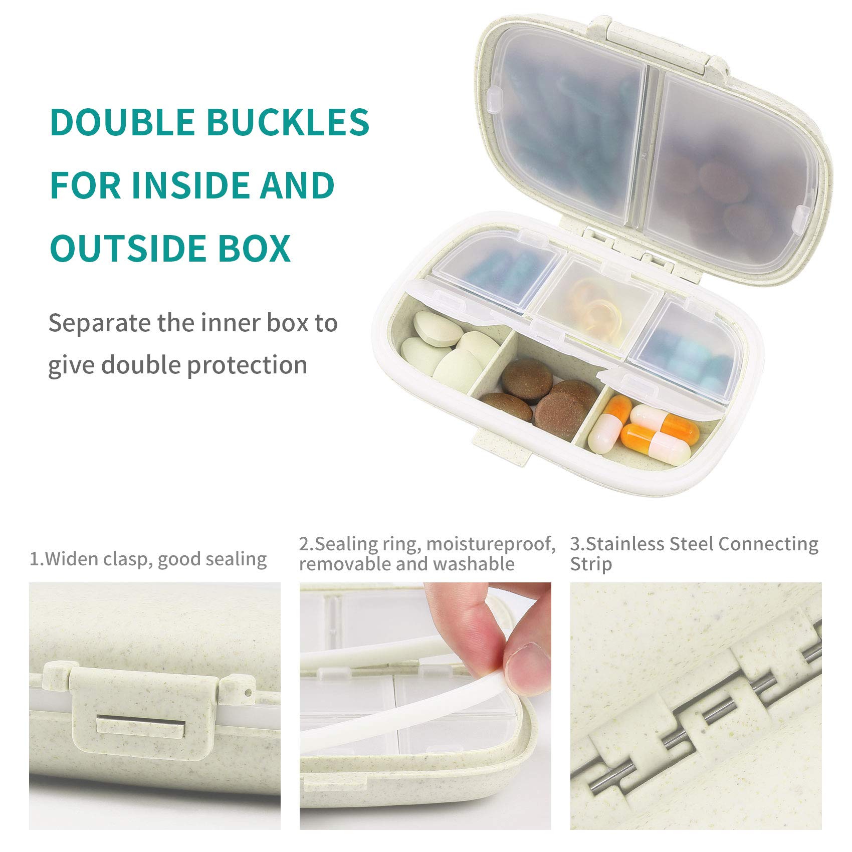 2 Pack Small Pill Organizer Box - Portable 8 & 3 Compartment Medicine Case for Daily Vitamins, Supplements & Pills | Perfect for Home, Travel & Weekly Medication Management (BPA-Free)