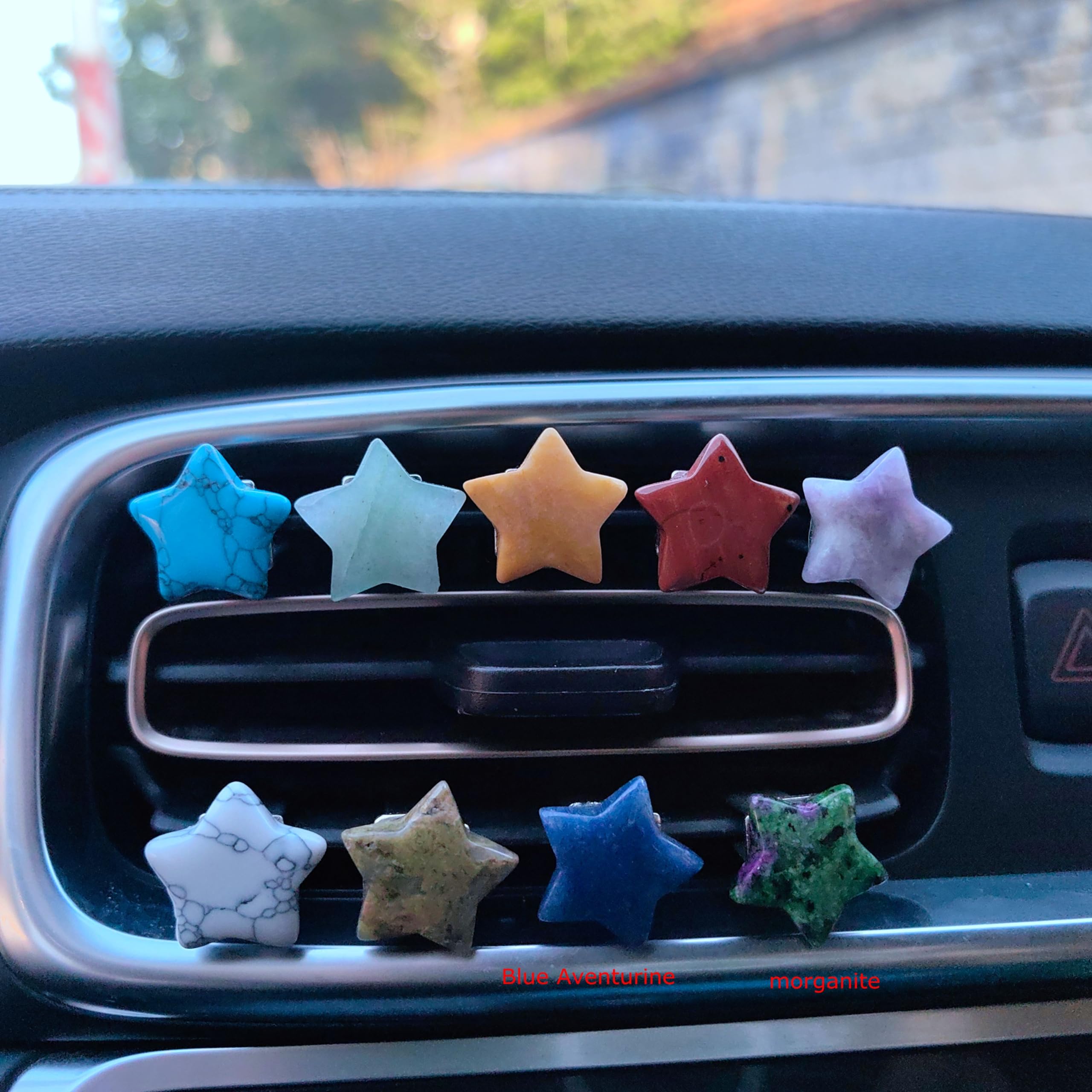 Natural Quartz Crystal Car Vent Clips - Moon Star Mushroom Car Air Freshener Decor, Opal Car Accessories Gift for Women Men | Perfect for Car Interior Decor, Dashboard Ornament & Unique Auto Gifts