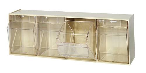 Quantum Storage Systems QTB304 4-Drawer Tilt Bins in Ivory - Perfect for Workshop, Garage & Office Organization & Storage