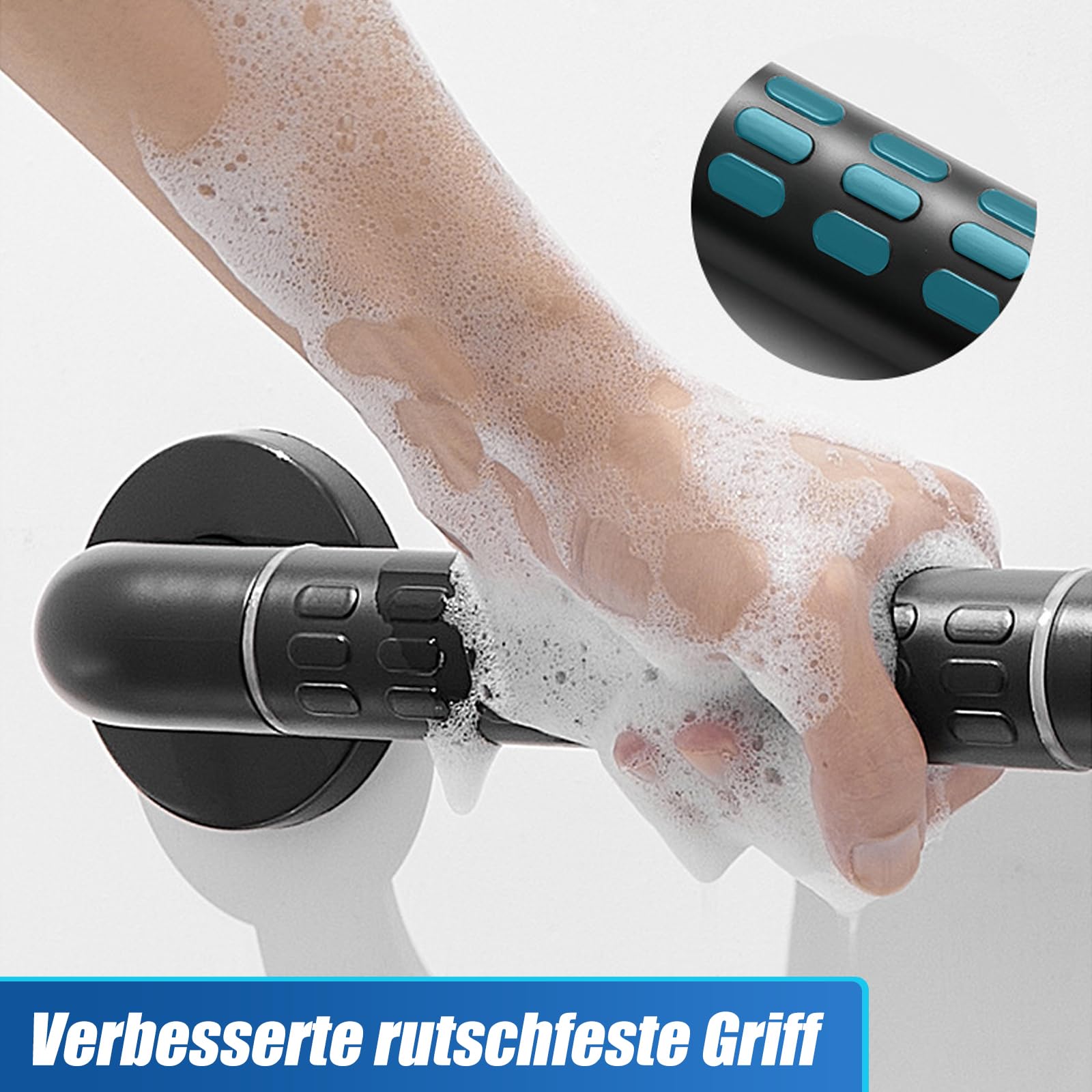 **30cm Black Shower Grab Bar for Seniors - Non-Slip Bathroom Safety Handle for Bathtub & Shower - Sturdy Support for Elderly & Disabled - Perfect for Bathroom, Toilet & Wet Areas**