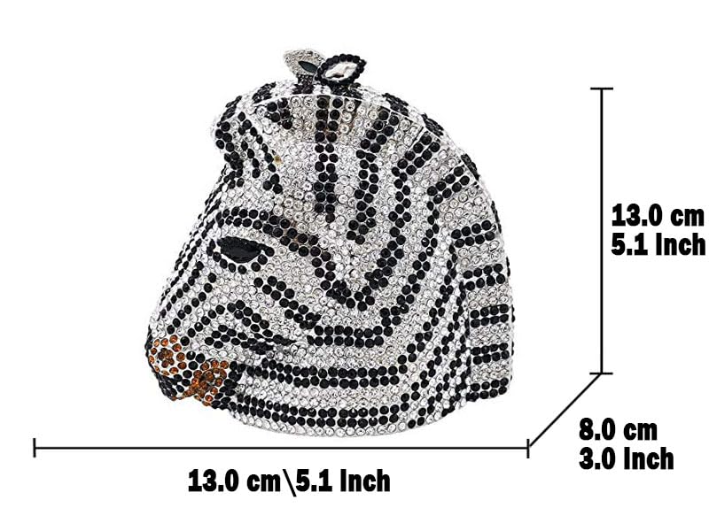 FGG Crystal Horse Head Clutch Bag for Women - Elegant Rhinestone Evening Handbag, Animal Print Party Purse, Mini Clutch for Weddings, Prom & Special Events