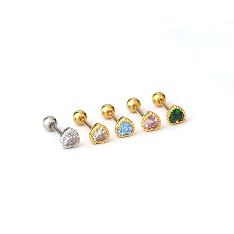 20G Cartilage Tiny Stud Earrings - Emerald Heart Ear Studs for Women | Dainty Jewelry Gift for Girlfriend, Birthday, Valentine's Day | Perfect for Everyday Wear, Parties & Special Occasions