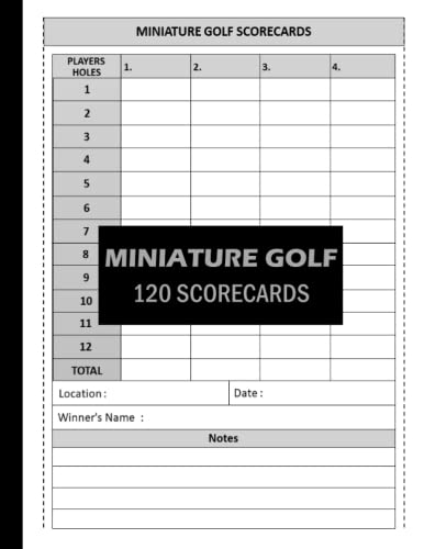 2022 Mini Golf Scorecards - 120 Score Sheets for Miniature Golf Players | Perfect Golf Gifts & Tournament Scorekeeping