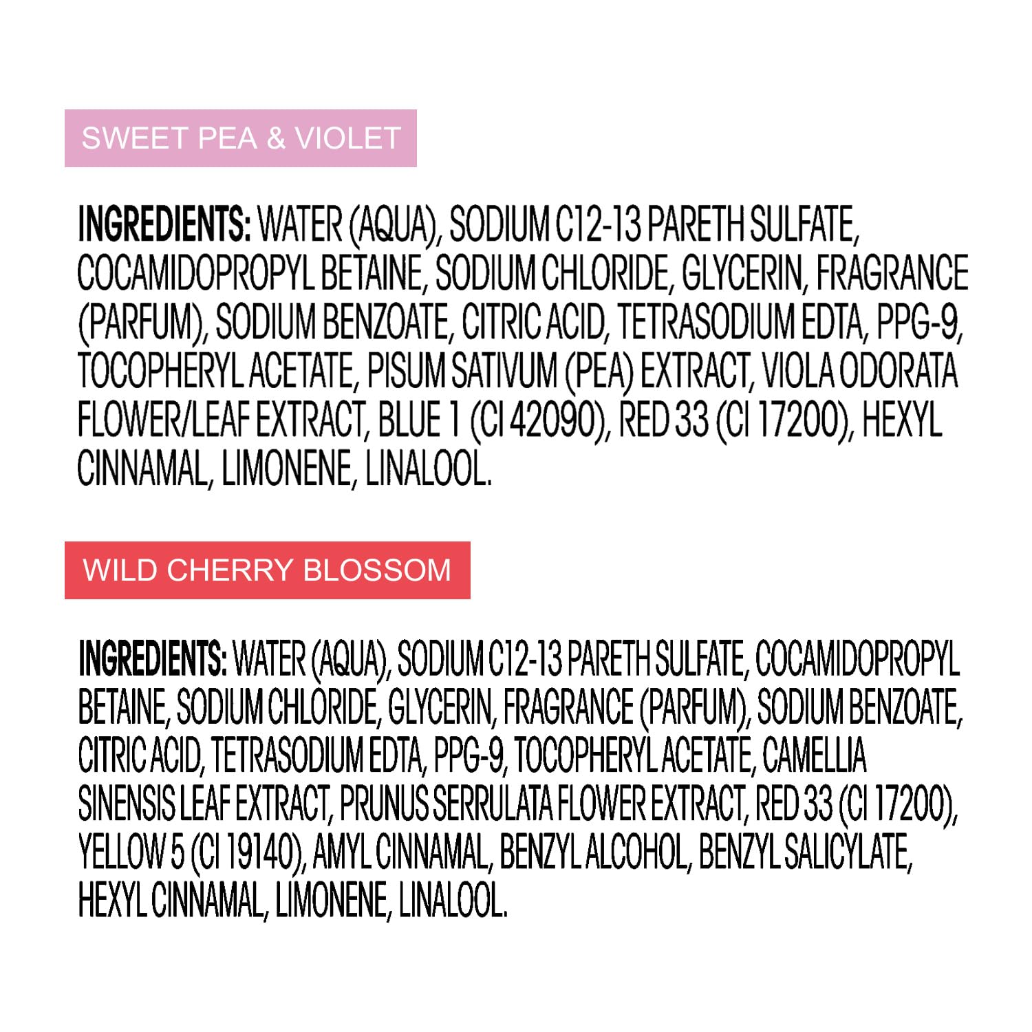 Suave Body Wash Variety 2-Pack, Sweet Pea & Violet + Wild Cherry Blossom - Moisturizing Floral Scented Shower Gel for Women & Men, 18 Oz Each | Perfect for Daily Hydration & Relaxing Bath Time