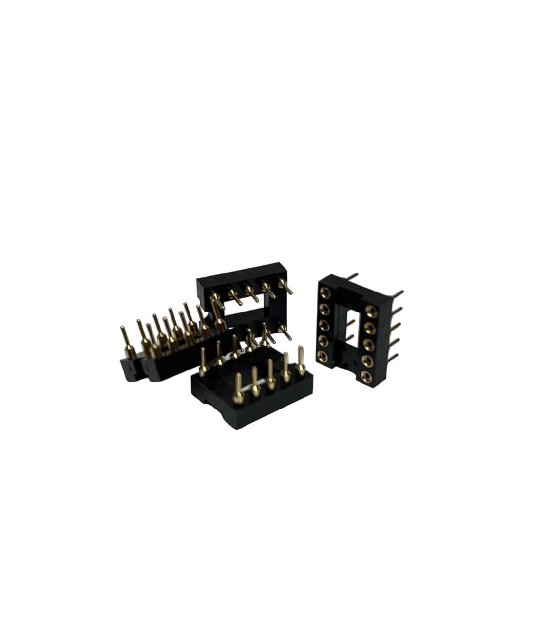 Gold-Plated 20pcs DIP-10/DIP-16 IC Socket Adapter - 2.54mm Pitch Round Hole Soldering Socket for PCB Prototyping - Perfect for DIY Electronics, Arduino Projects & Circuit Board Repairs