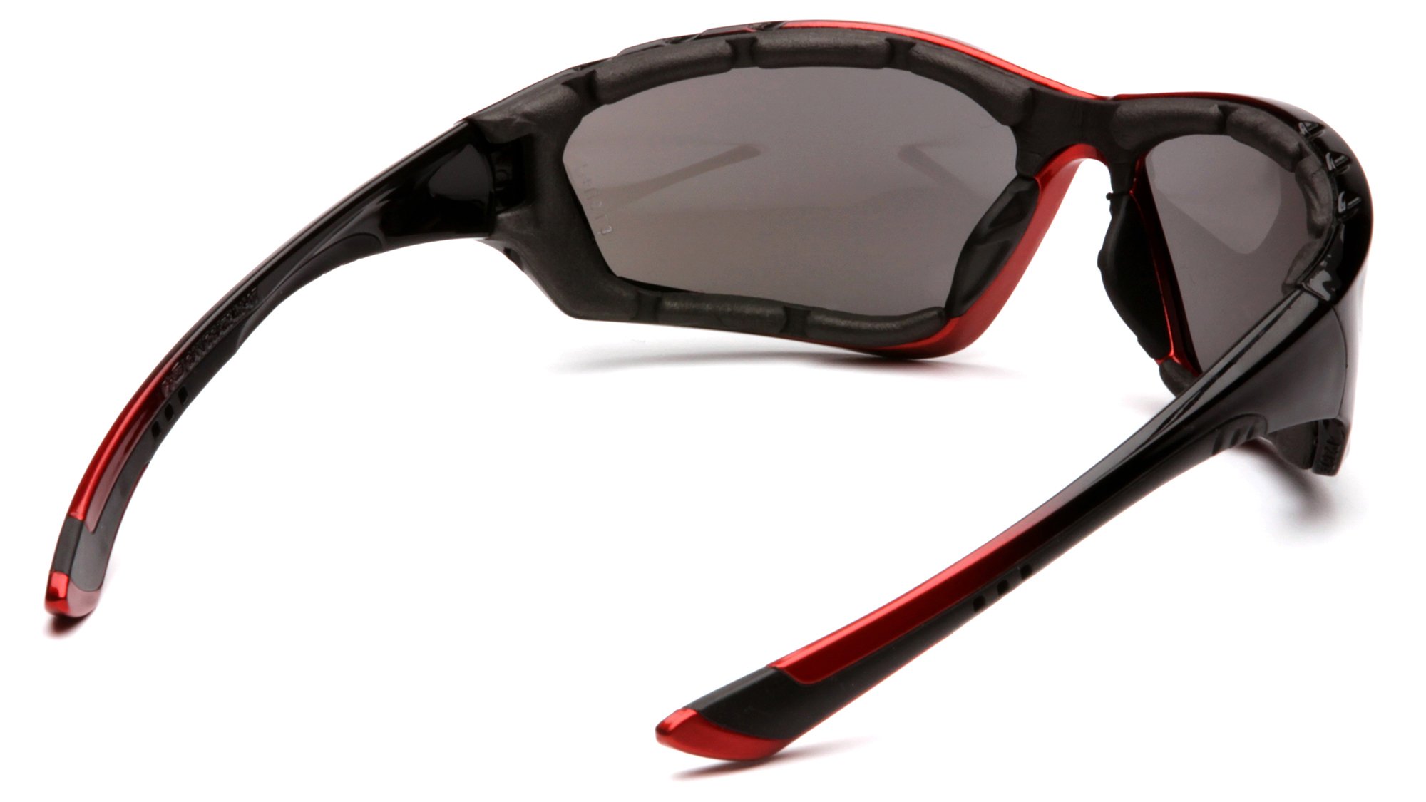 12-Pair Pyramex Accurist Safety Glasses - Black/Red Padded Frame with Silver Mirror Lens (SBR8770DP) - ANSI Z87.1 Certified for Construction, Woodworking & DIY Projects