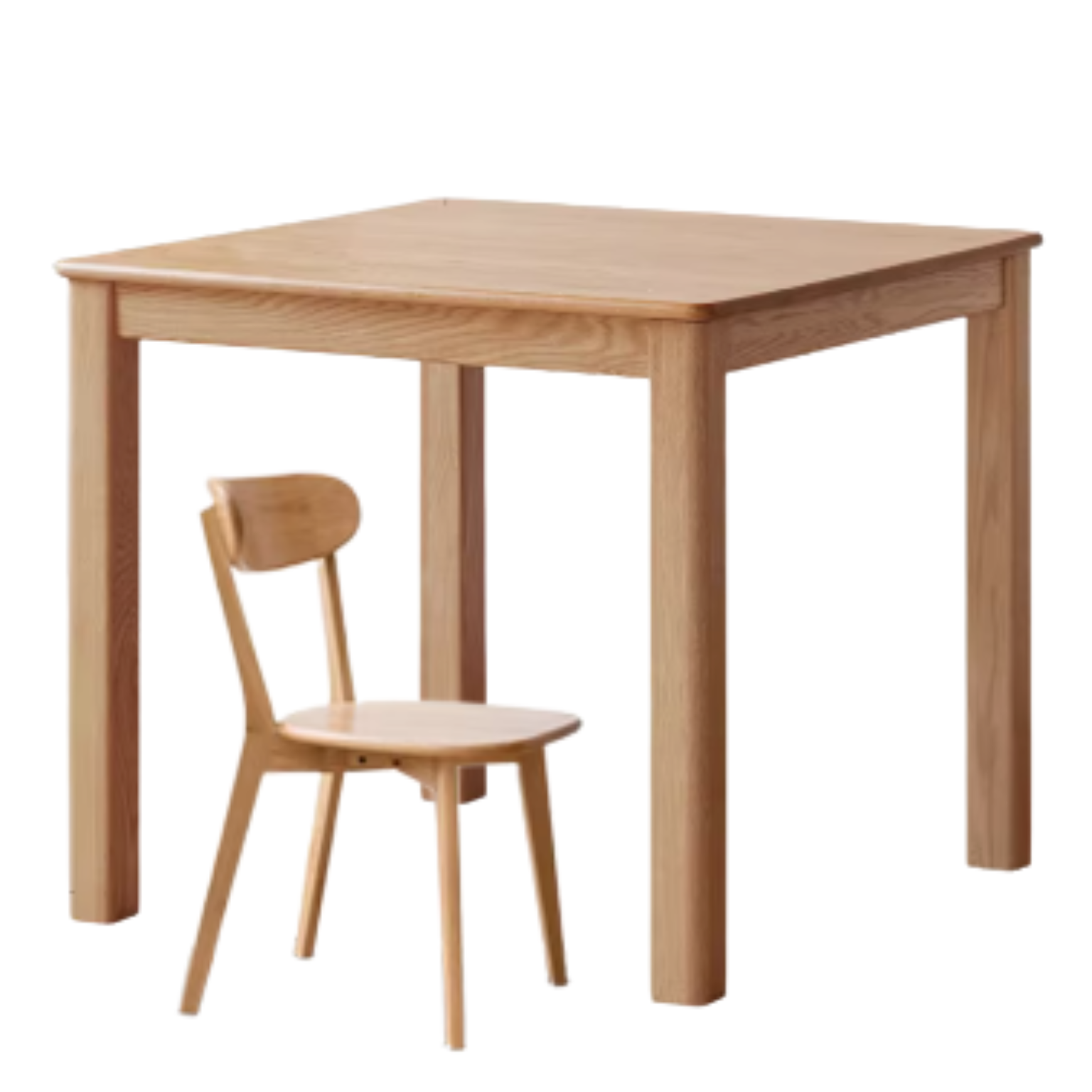 Solid Oak Wood Modern Square Dining Table - Perfect for Small Spaces, Apartments & Contemporary Home Decor
