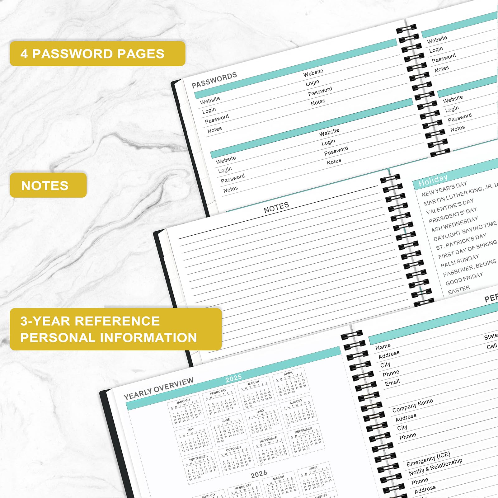 2025-2026 Monthly Planner with Tabs & Pocket | July 2025 - December 2026 | 18-Month Organizer with Contacts/Passwords Section | 8.5