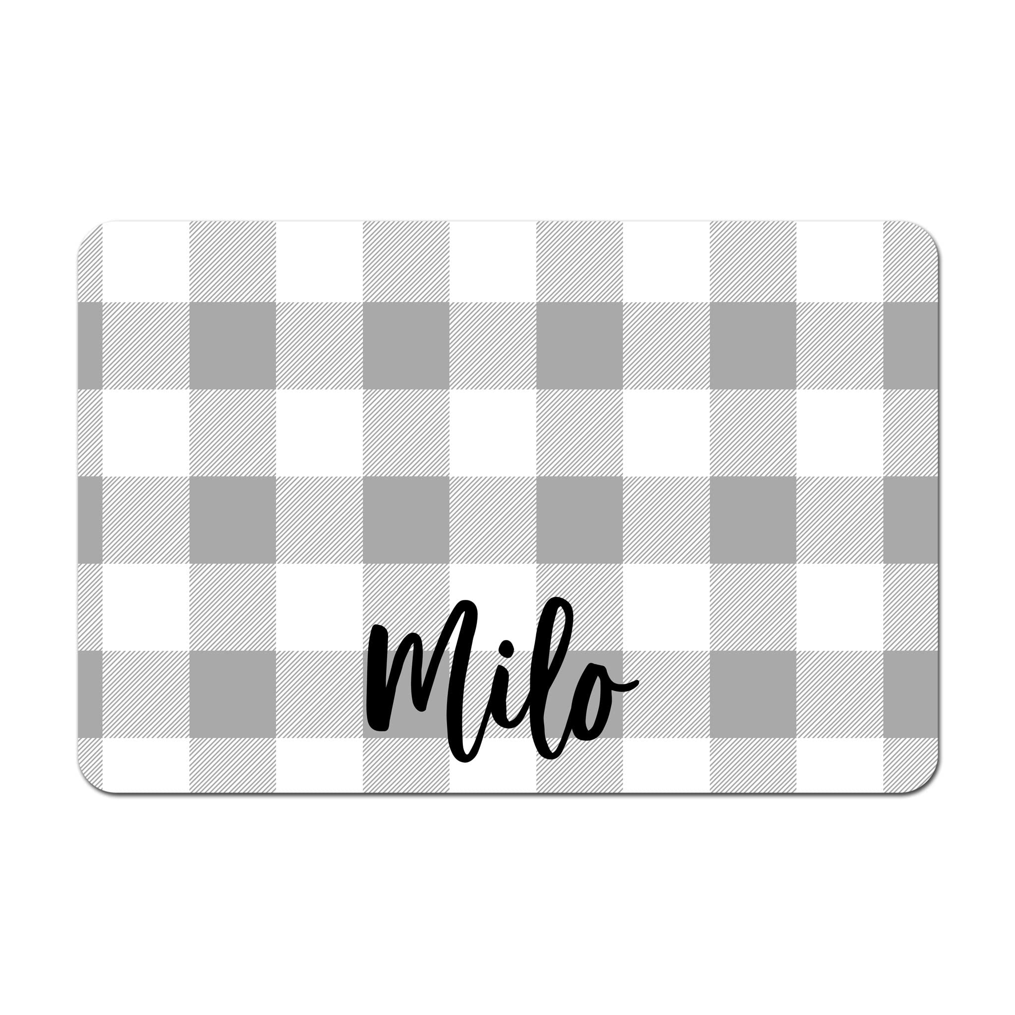 Custom Pet Feeding Mat - Non-Slip Dog & Cat Food Bowl Placemat with Personalized Name - Absorbent Waterproof Durable for Mealtime, Kitchen Floor Protection - Perfect Gift for Pet Lovers (Gingham Pattern)