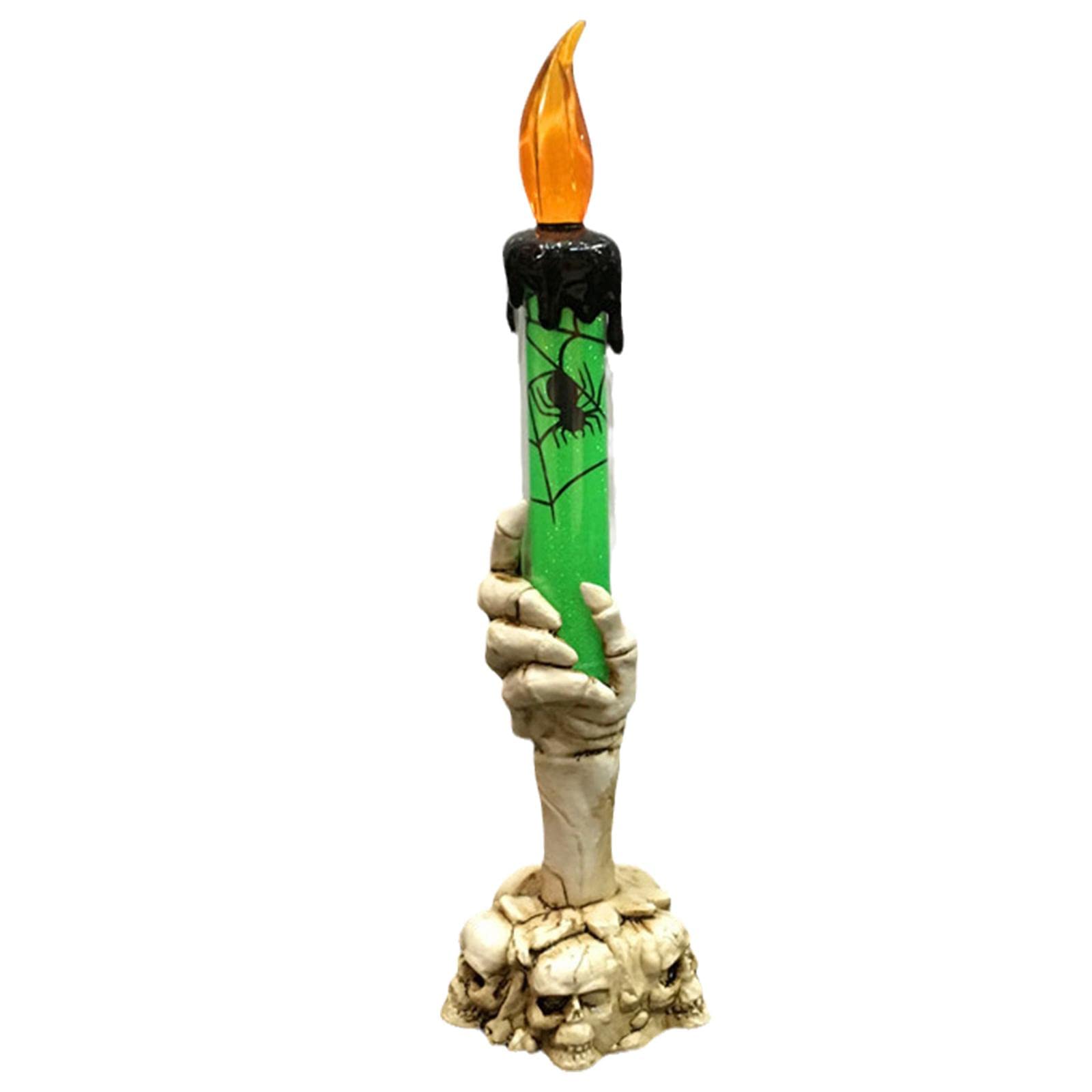 QINXI Halloween Skeleton Hand LED Candle Holder - Flameless Skull Candle Light for Spooky Table Centerpiece, Party & Bar Decor - Perfect for Halloween, Haunted House, and Gothic Home Decor