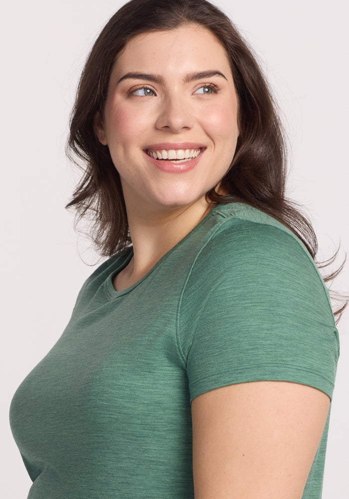 Liza Crew Neck T-Shirt for Women - Soft Cotton Casual Tee in Sea Mist Green | Perfect for Everyday Wear, Layering & Outfit Styling