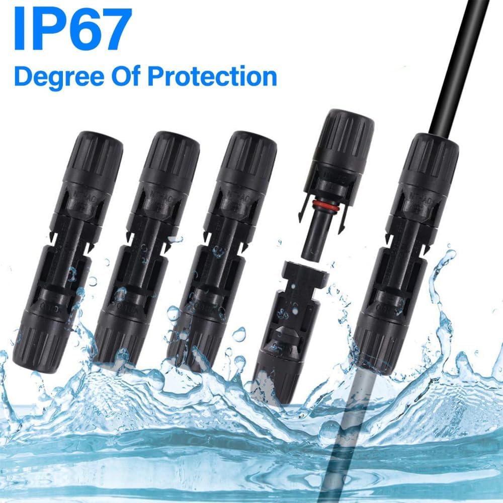 30A 1000V IP67 Waterproof Solar Panel Connectors - Male/Female Pair (6 Pairs) for 10AWG/12AWG/14AWG Cables - Perfect for Off-Grid Solar Systems, RV Solar Installations & DIY Solar Projects