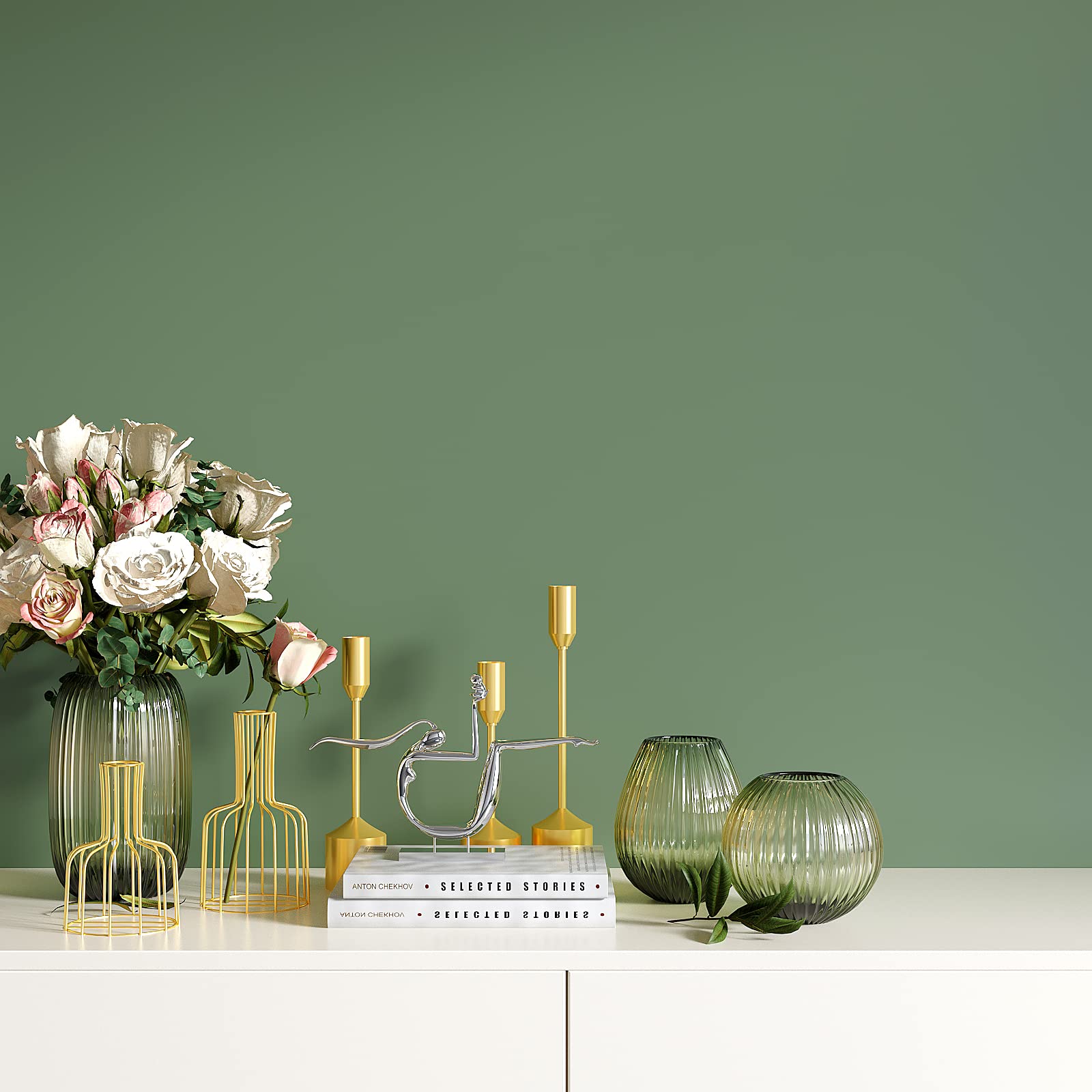 VEELIKE 15.7''x118'' Thick Sage Green Peel and Stick Wallpaper - Waterproof Self-Adhesive Vinyl Contact Paper for Cabinets, Walls, Kitchen Countertops | Perfect for Bedroom, Bathroom & Home Decor Renovation