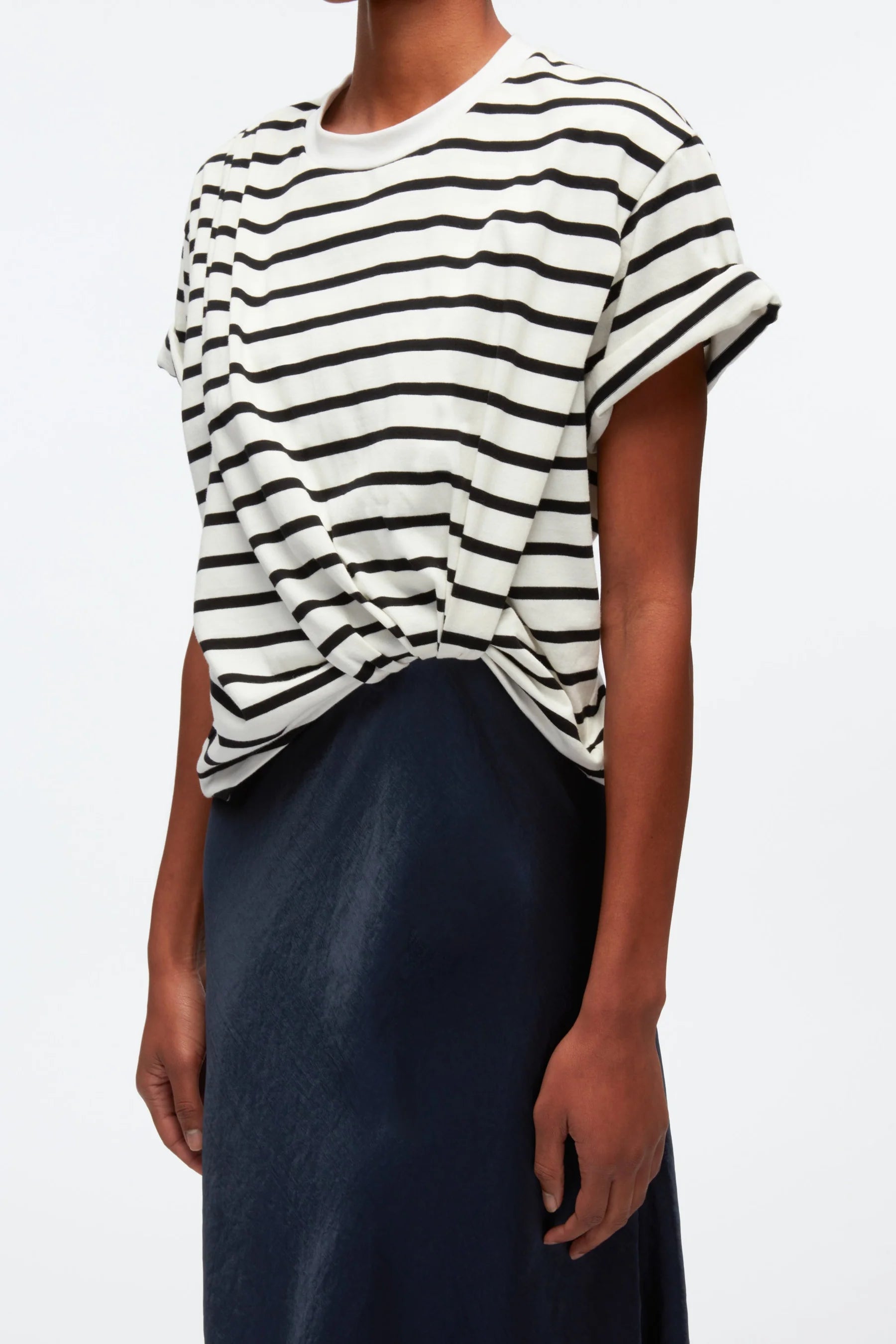 3.1 Phillip Lim Striped Draped T-Shirt Slip Combo Dress - Size Large - NWT - Perfect for Casual Outings & Summer Parties