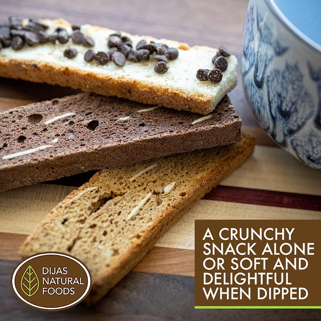 DIJAS Sugar-Free Crunchy Biscotti Cookies - Natural, Fat-Free, No Preservatives, Low-Calorie Healthy Snack (5oz, Pistachio Flavor) | Perfect for Keto Diet, Coffee Pairing & On-the-Go Energy