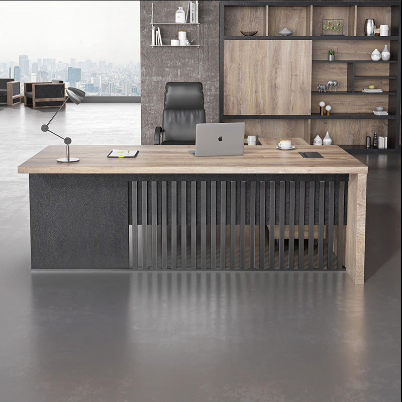 AFTAN BLACK HAWK Limited Edition Executive Desk with Pedestal & Left Mobile Return - 180cm Warm Oak & Black Finish - Premium Office Furniture for Home & Business Workspaces