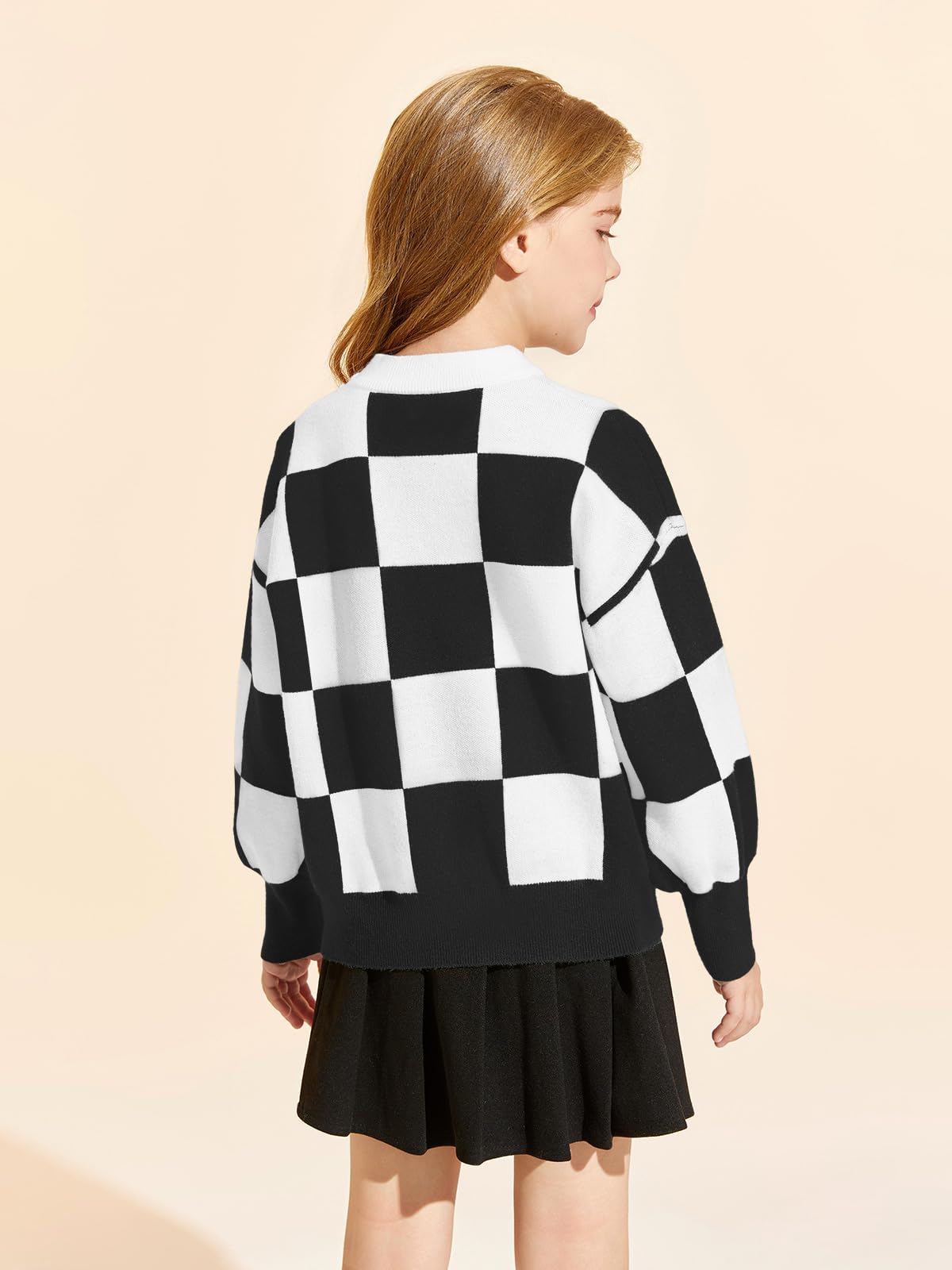 Girls Plaid Mock Neck Pullover Sweater - Fashion Knit Top for Kids Ages 5-14 Years | Cozy Winter Wear, School Outfits & Holiday Dresses