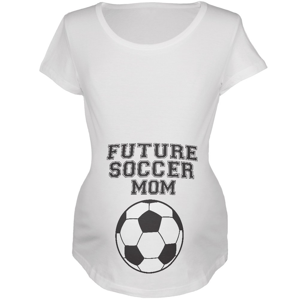 Old Glory Future Soccer Mom White Maternity Soft T-Shirt - Small | Comfortable Pregnancy Tee for Expecting Mothers | Perfect for Maternity Photos, Baby Showers & Casual Wear