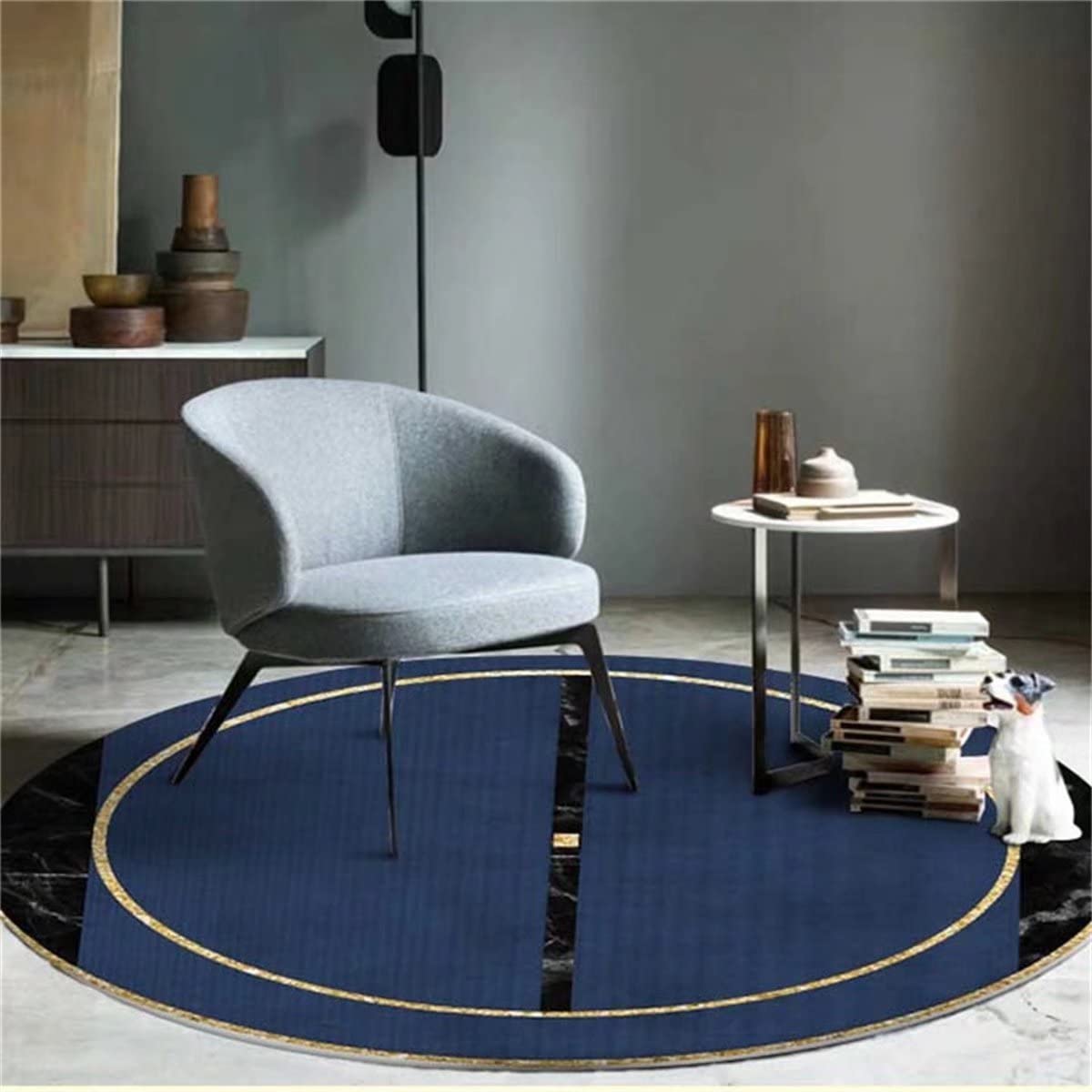 Luxury Non-Slip 5' Round Marble Area Rug - Soft Circle Throw Carpet for Living Room, Dining Room & Bedroom Decor | Trendy Home Floor Mat, Non-Shedding & Durable | Perfect for Modern Homes, Apartments and Office Spaces