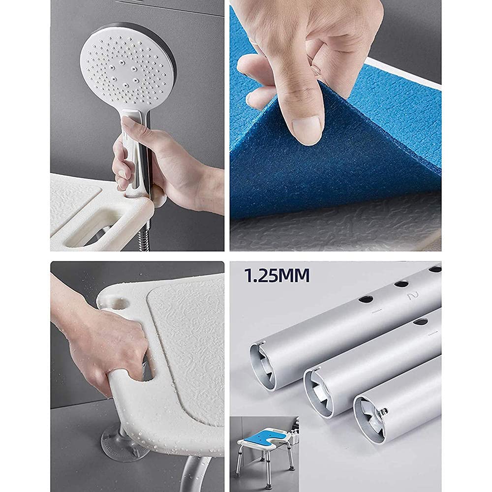 Adjustable Shower Seat for Elderly - Non-Slip U-Shaped Bath Stool with Safety Backrest | Portable Shower Chair for Seniors & Disabled | Perfect for Bathroom Safety & Assisted Living