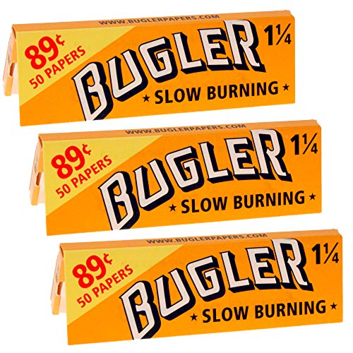 Bugler Orange Slow Burning Rolling Papers 1 1/4 (78mm) - 3 Pack for Smooth Rolling & Long-Lasting Smoking Sessions