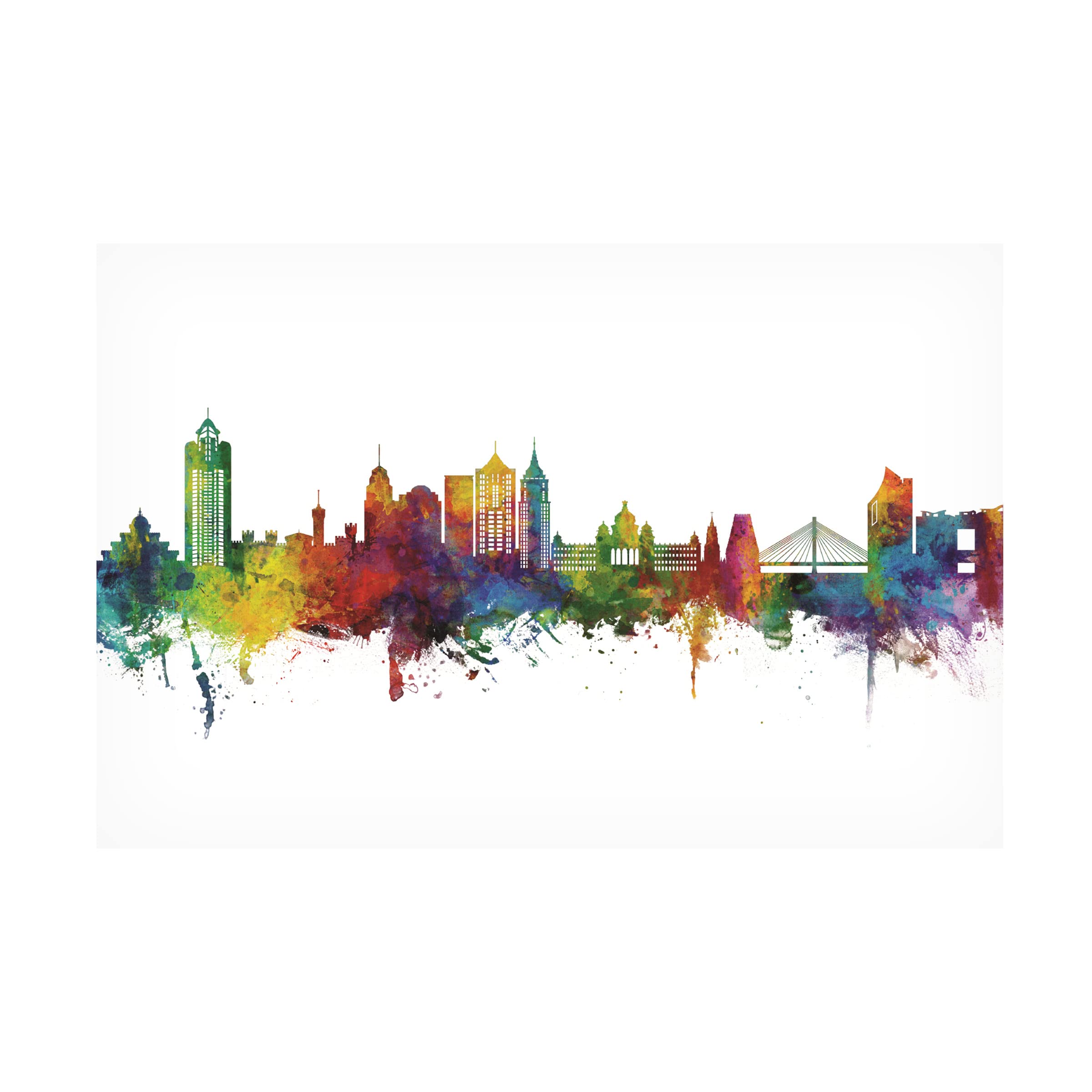 Michael Tompsett Bengaluru Skyline India Bangalore Canvas Art Print - Modern Cityscape Wall Decor for Living Room, Office & Home