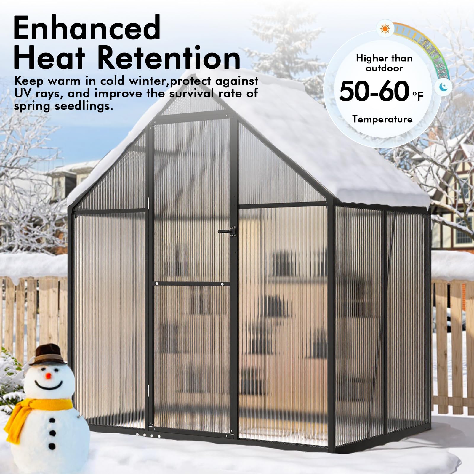 6×4FT Walk-in Greenhouse for Outdoor & Winter Gardening - Durable Aluminum Frame with Weather-Resistant Cover for Vegetables, Plants & Seedlings - Perfect for Backyard, Patio & All-Season Gardening