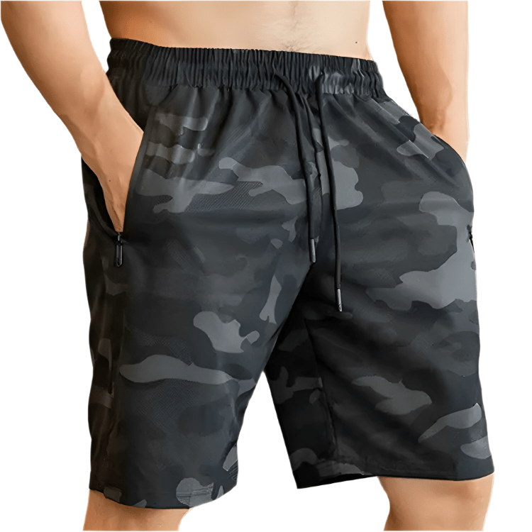 Red Summit Camouflage Drawstring Sweat Shorts for Men - Comfortable Casual Workout & Lounge Wear