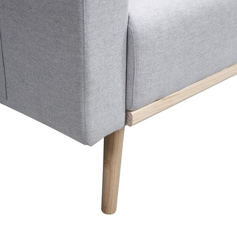 Easton Light Gray Linen Fabric Sofa Loveseat Set with USB Charging Ports, Storage Pockets & Throw Pillows - Modern Living Room Furniture for Small Spaces, Apartments & Cozy Home Decor